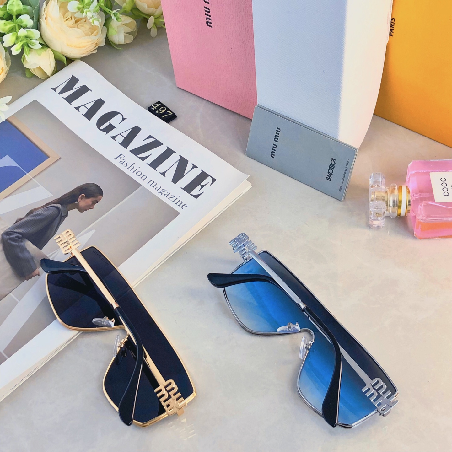 🔥🔥miumi*2026新款法式方框金属墨镜时尚凹造型街拍跨境防紫外线太阳镜