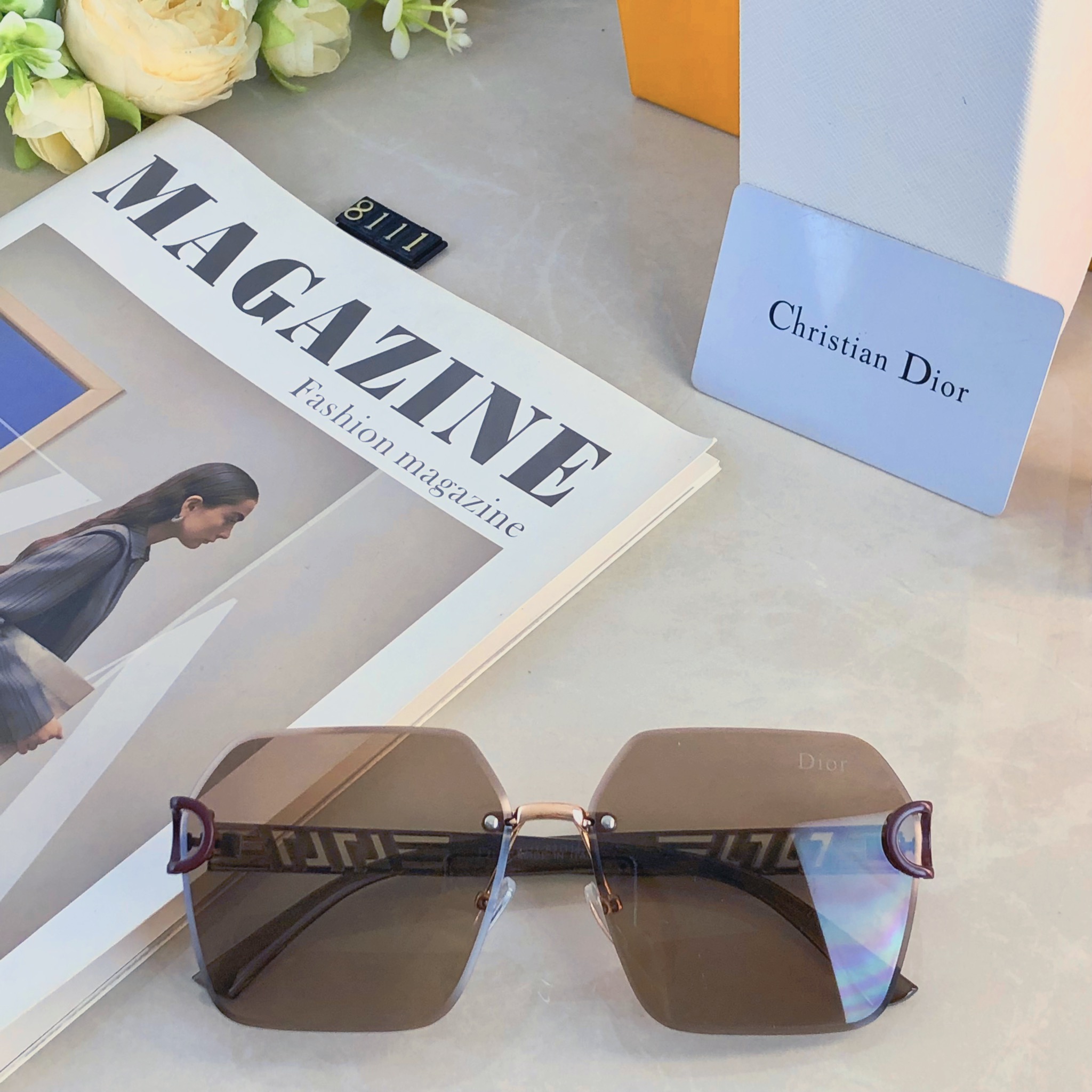 🔥🔥Dio*大牌轻奢墨镜女防紫外线气质大框百搭大脸显瘦太阳镜开车遮阳眼镜