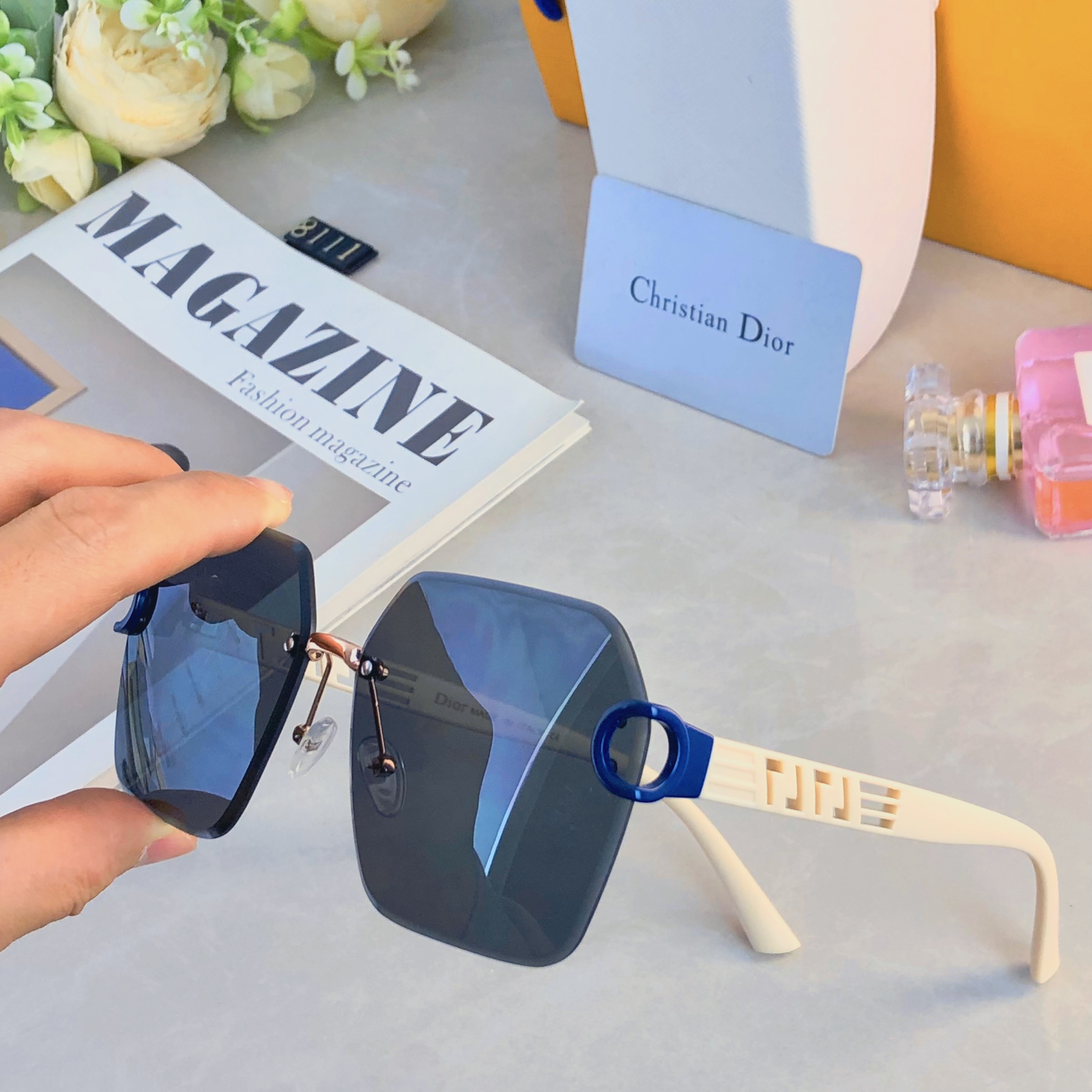 🔥🔥Dio*大牌轻奢墨镜女防紫外线气质大框百搭大脸显瘦太阳镜开车遮阳眼镜