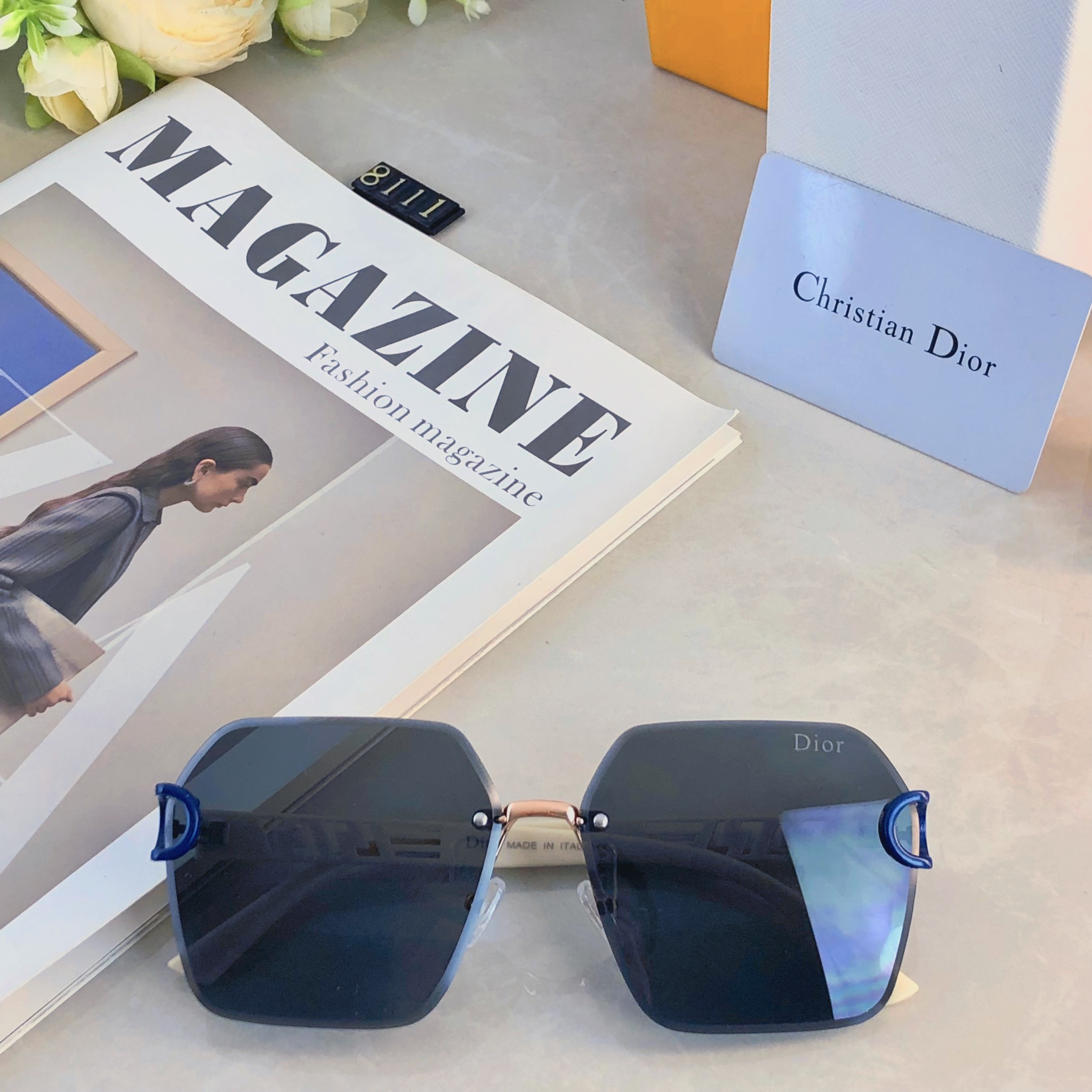 🔥🔥Dio*大牌轻奢墨镜女防紫外线气质大框百搭大脸显瘦太阳镜开车遮阳眼镜