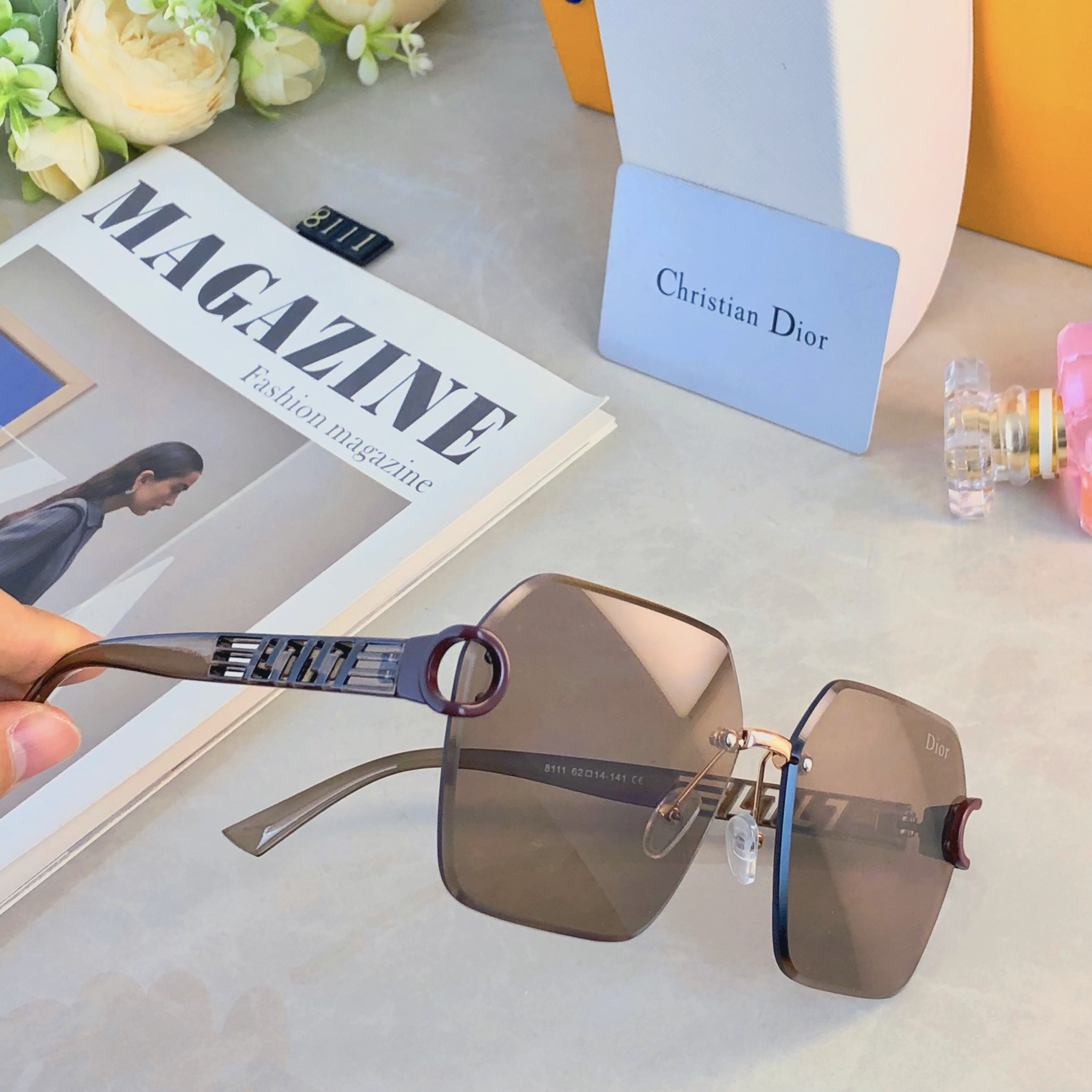 🔥🔥Dio*大牌轻奢墨镜女防紫外线气质大框百搭大脸显瘦太阳镜开车遮阳眼镜