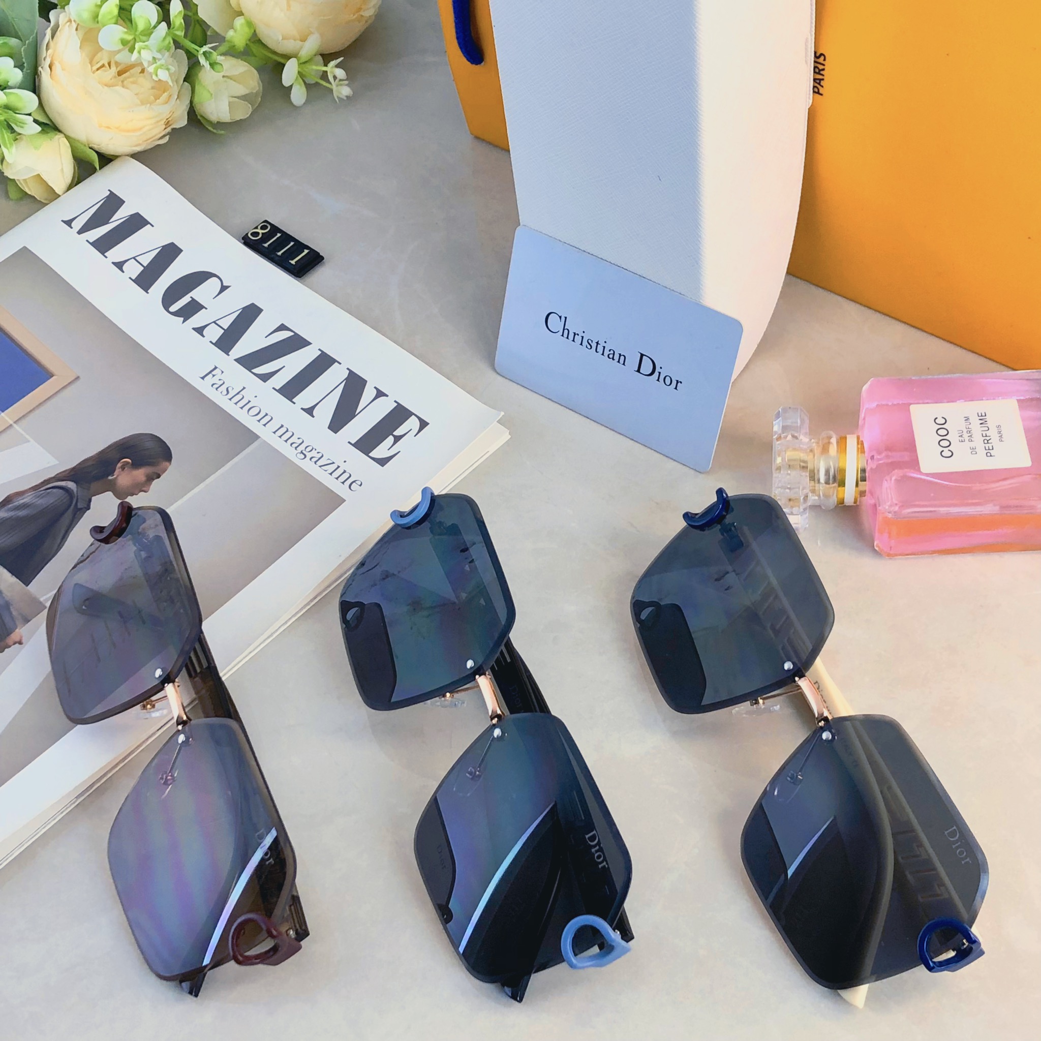 🔥🔥Dio*大牌轻奢墨镜女防紫外线气质大框百搭大脸显瘦太阳镜开车遮阳眼镜