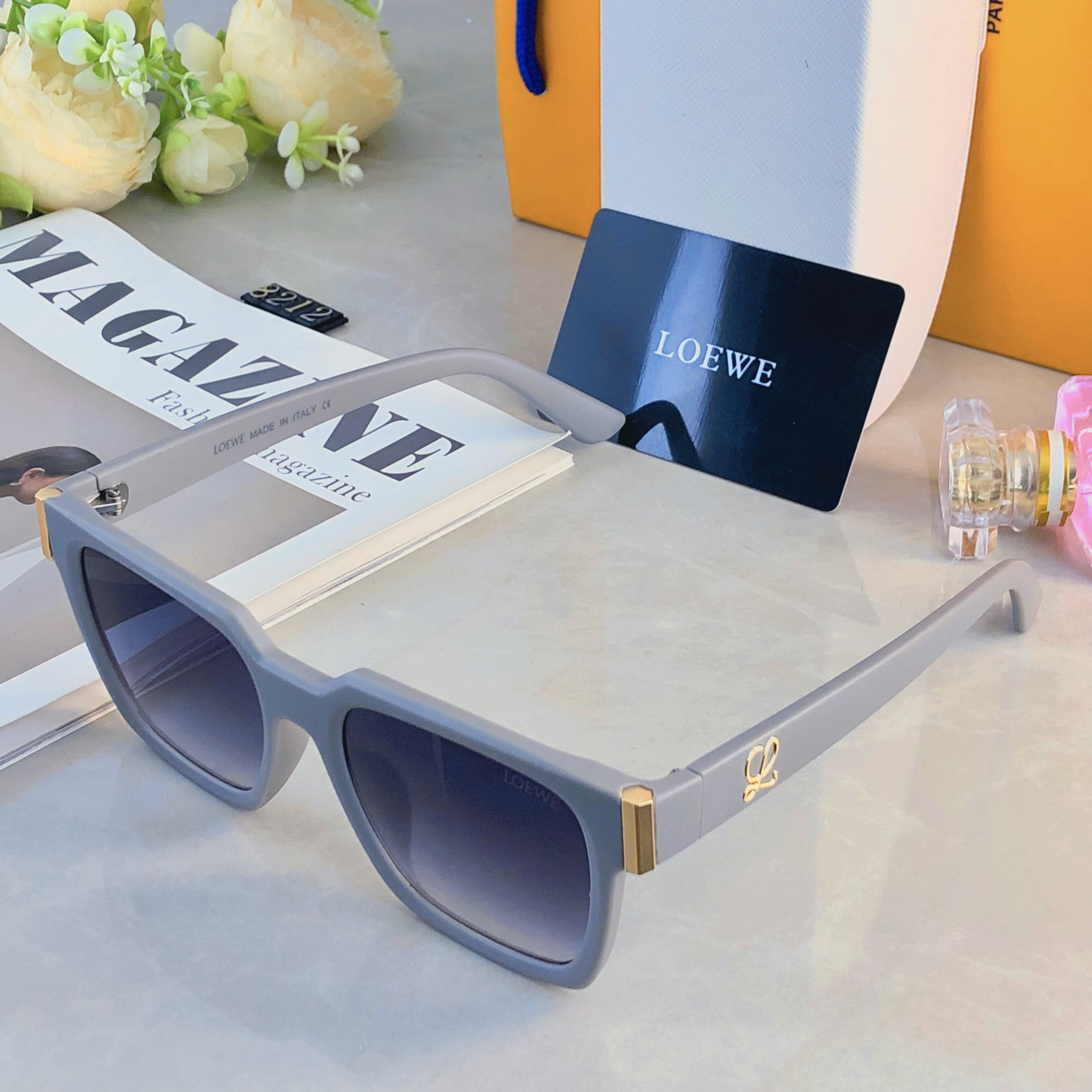 🔥🔥Loew*新款方形大框圆脸显瘦高级网感欧美辣妹风太阳眼镜女防紫外线