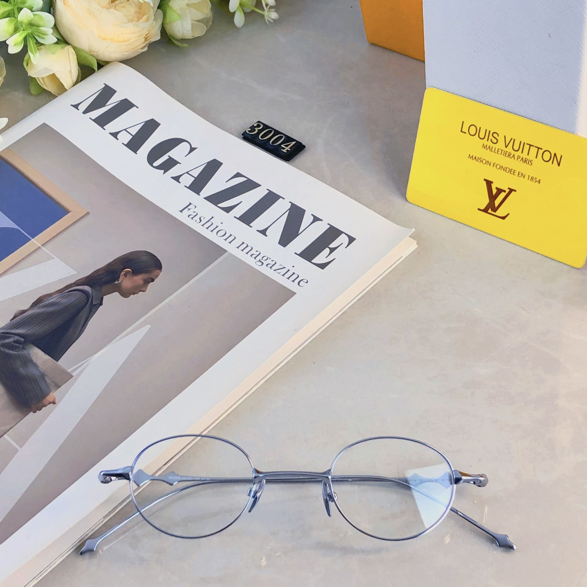 🔥🔥Louis vuitto*王嘉尔复古小框椭圆星星款女眼镜框韩版素颜街拍学院风小脸配近视