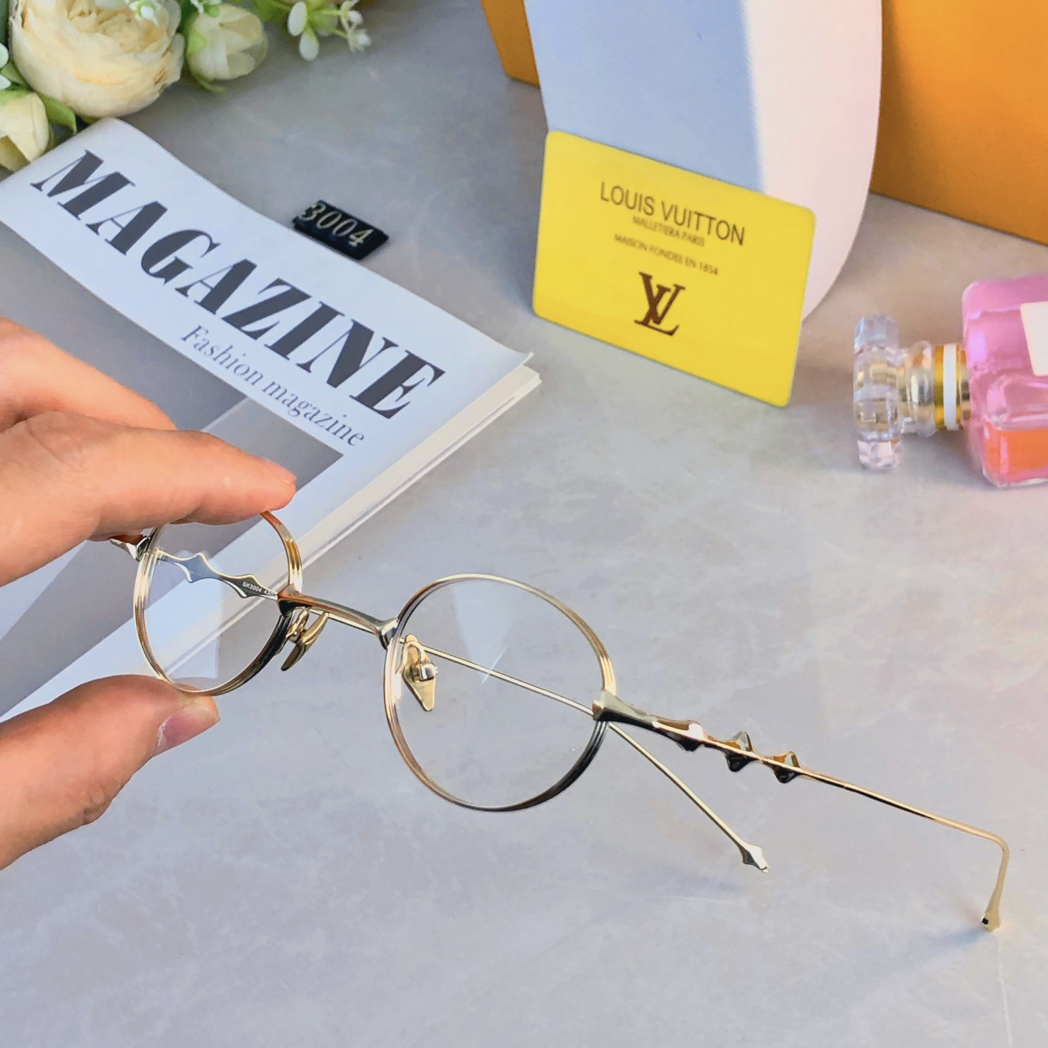 🔥🔥Louis vuitto*王嘉尔复古小框椭圆星星款女眼镜框韩版素颜街拍学院风小脸配近视