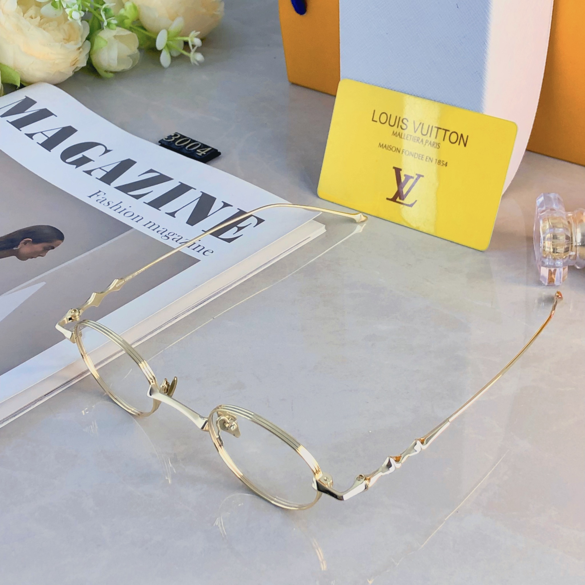 🔥🔥Louis vuitto*王嘉尔复古小框椭圆星星款女眼镜框韩版素颜街拍学院风小脸配近视