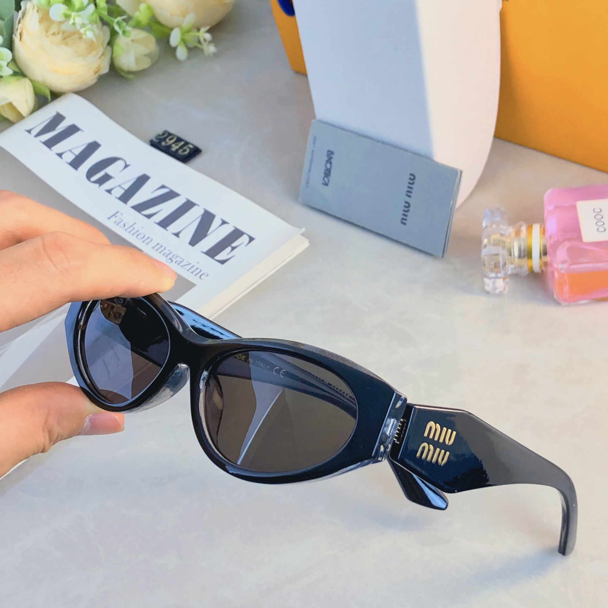 🔥🔥miumi*美式复古椭圆墨镜女款2026新款高级感方圆脸太阳眼镜潮酷防紫外线