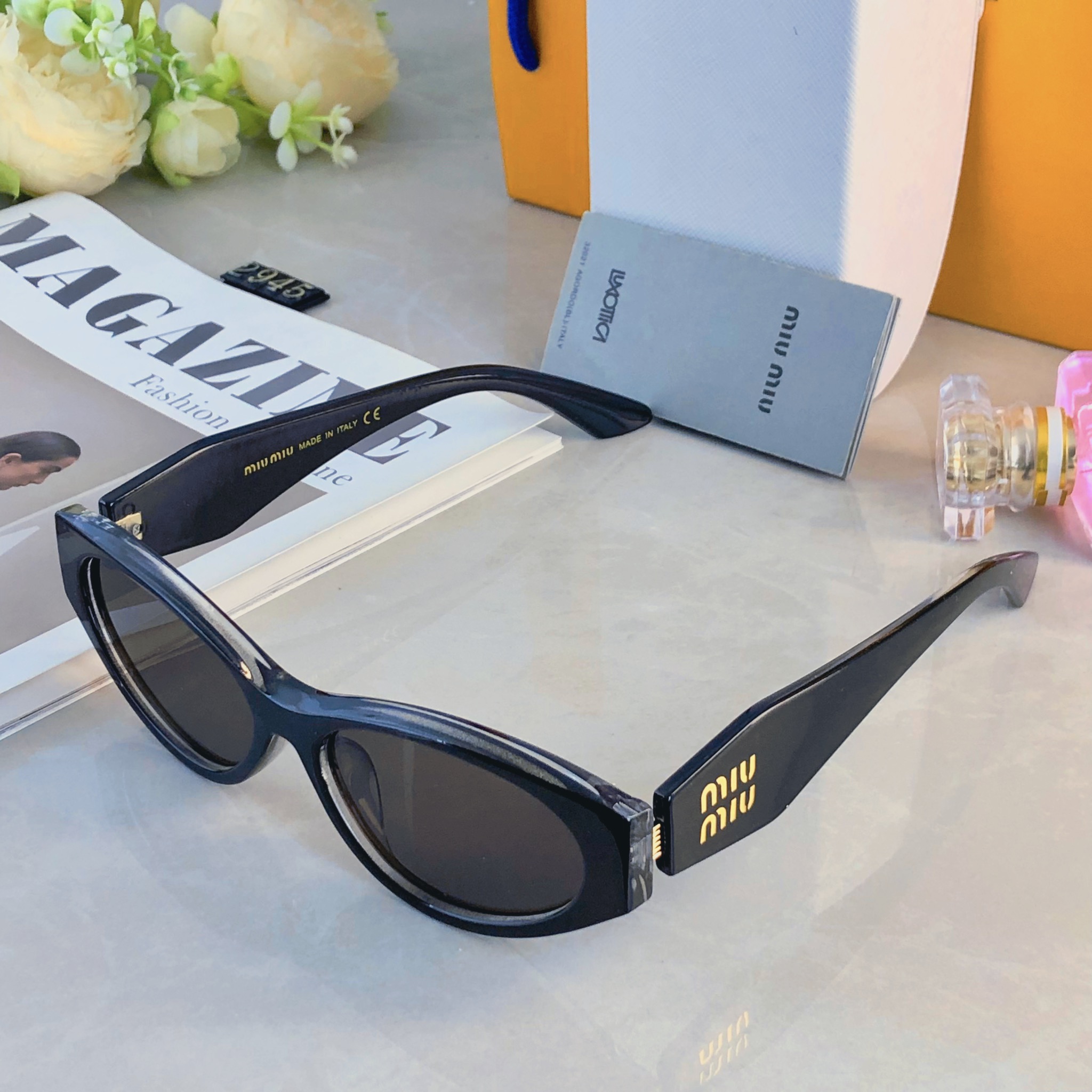🔥🔥miumi*美式复古椭圆墨镜女款2026新款高级感方圆脸太阳眼镜潮酷防紫外线
