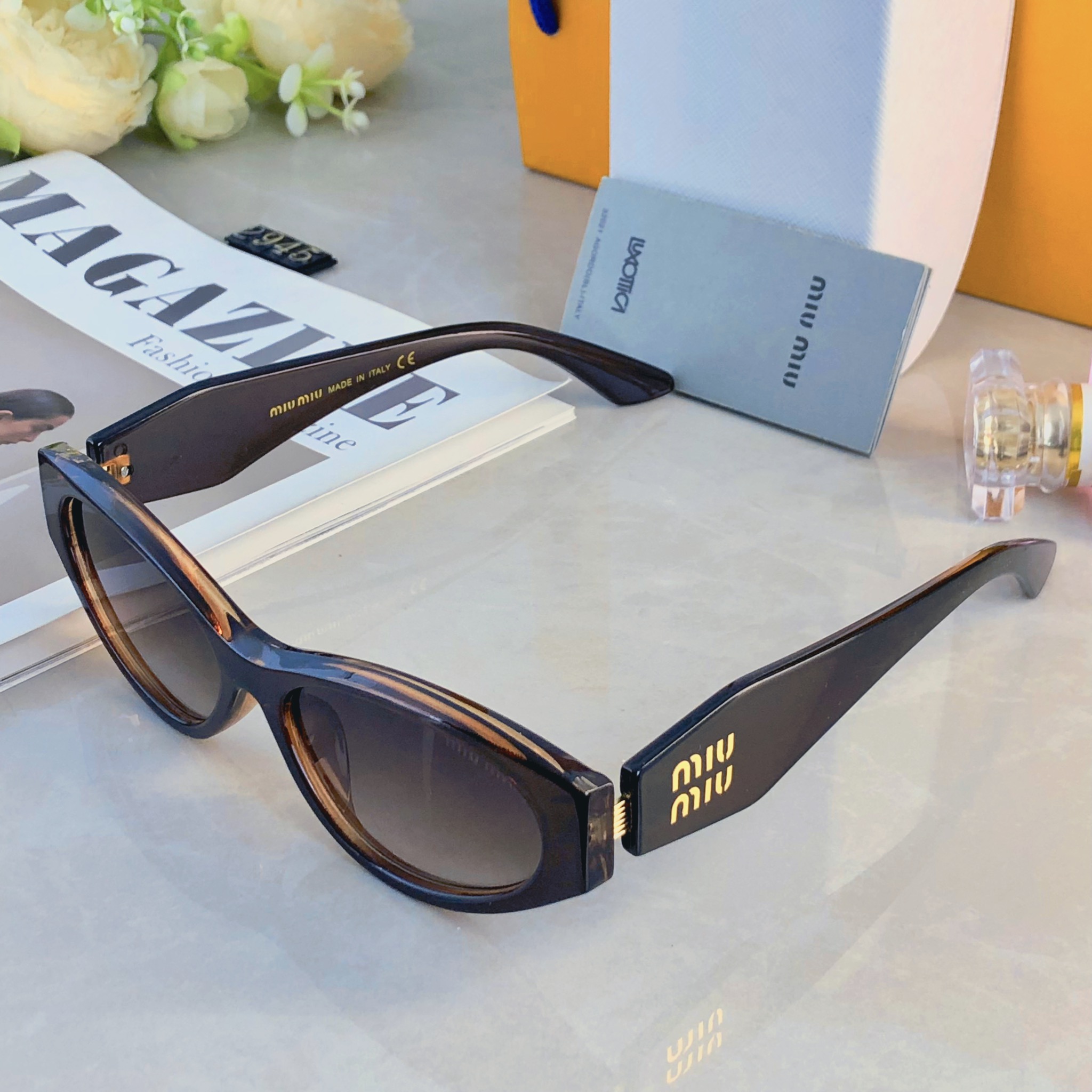 🔥🔥miumi*美式复古椭圆墨镜女款2026新款高级感方圆脸太阳眼镜潮酷防紫外线