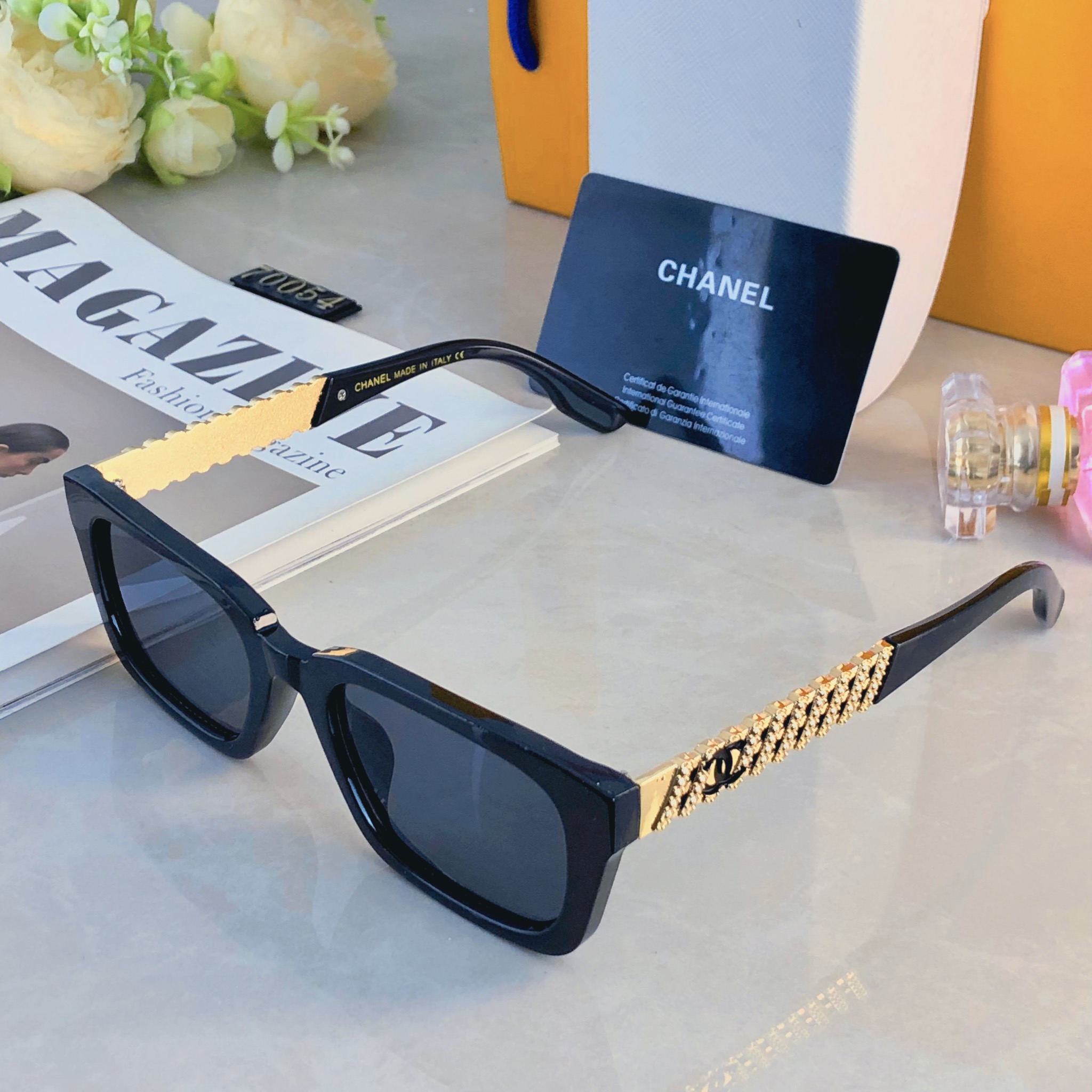 🔥🔥Chane*高级韩版新款墨镜女链条时尚ins网红个性防紫外线太阳镜女潮