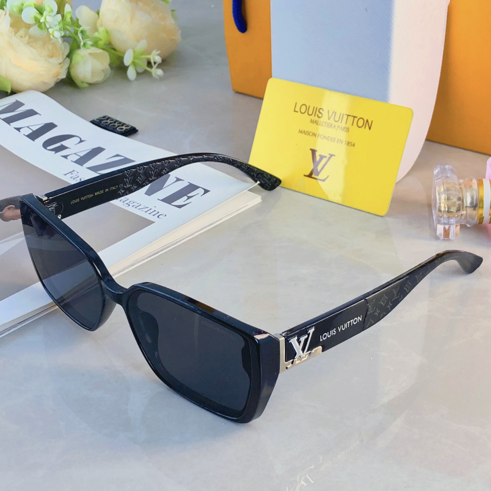 🔥🔥Louis vuitto*轻盈墨镜女高级感多边形个性防晒潮流百搭太阳眼镜显脸