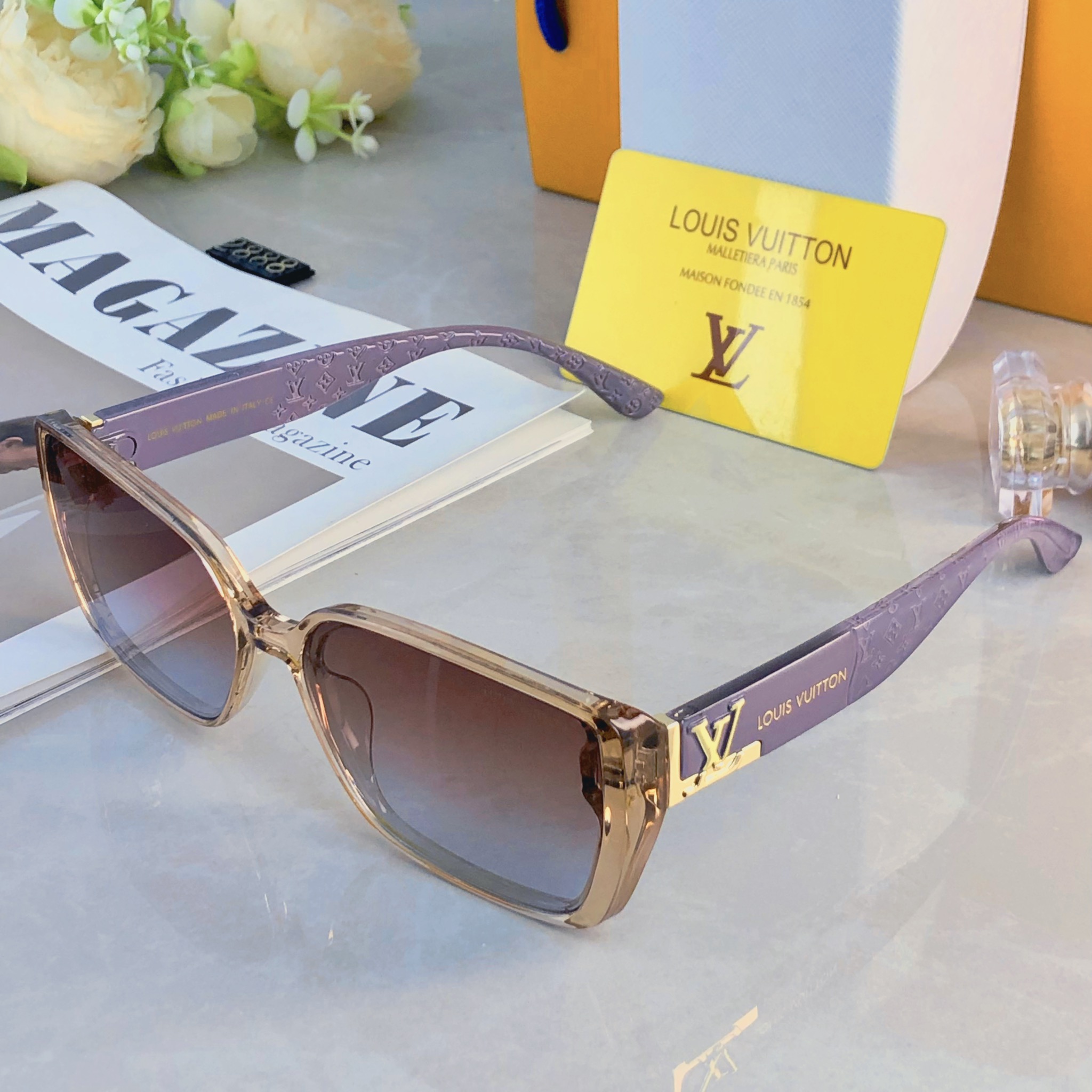🔥🔥Louis vuitto*轻盈墨镜女高级感多边形个性防晒潮流百搭太阳眼镜显脸
