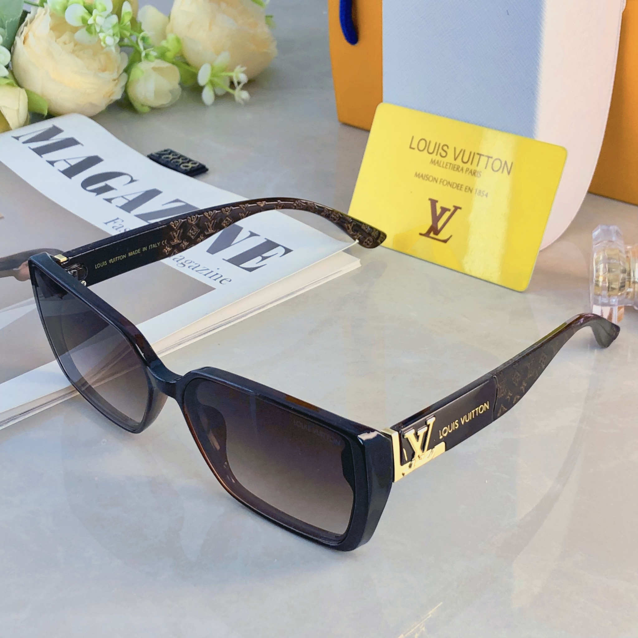 🔥🔥Louis vuitto*轻盈墨镜女高级感多边形个性防晒潮流百搭太阳眼镜显脸