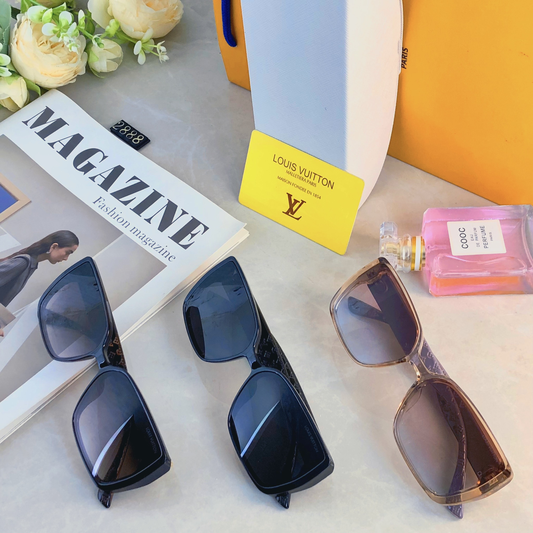 🔥🔥Louis vuitto*轻盈墨镜女高级感多边形个性防晒潮流百搭太阳眼镜显脸