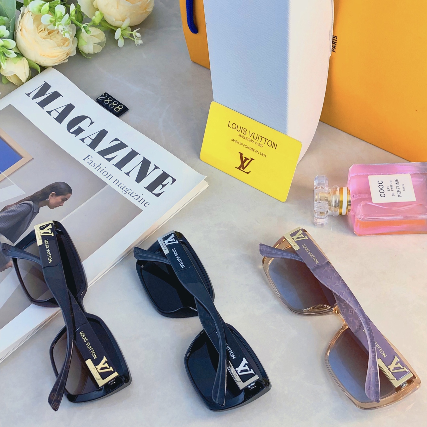 🔥🔥Louis vuitto*轻盈墨镜女高级感多边形个性防晒潮流百搭太阳眼镜显脸