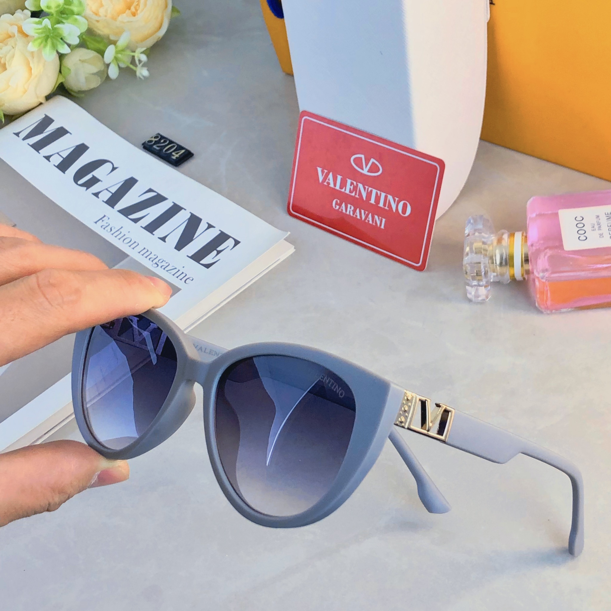 🔥🔥VALENTIN*美式复古猫眼墨镜女显脸小高级感百搭防紫外线超轻旅游防晒太阳镜