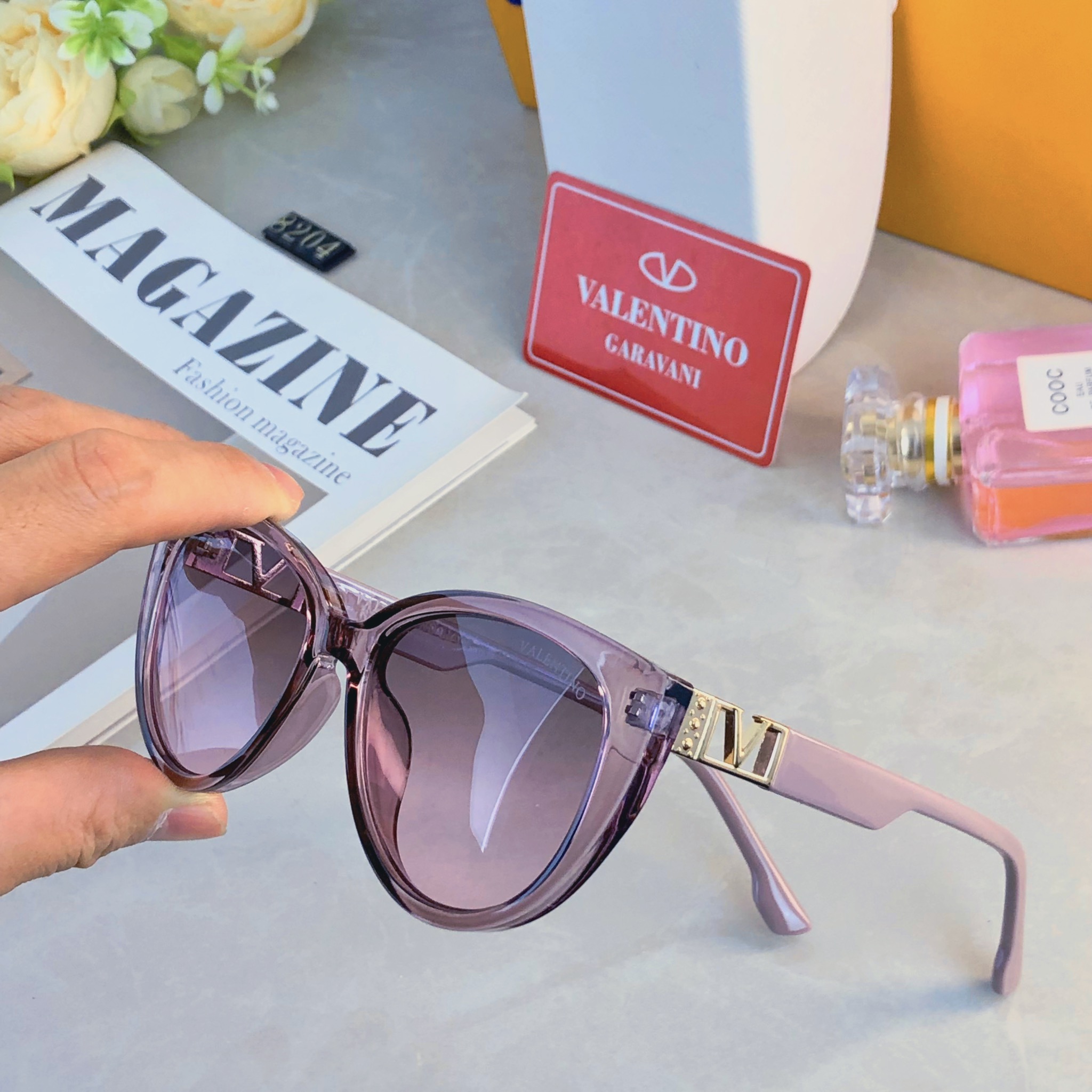 🔥🔥VALENTIN*美式复古猫眼墨镜女显脸小高级感百搭防紫外线超轻旅游防晒太阳镜