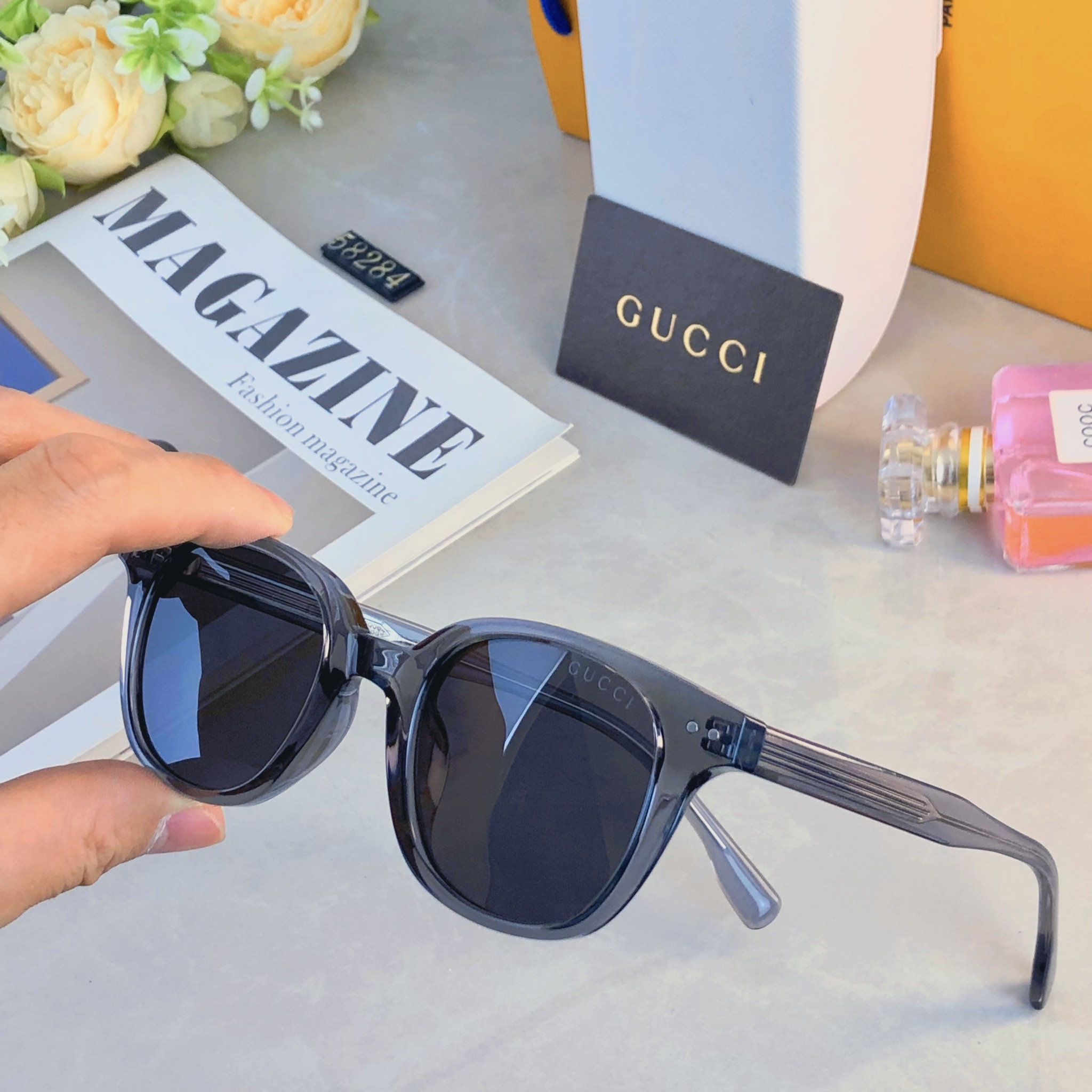 🔥🔥Gucc*余文乐同款2026新款防晒墨镜防紫外线偏光男女眼镜复古板材太阳镜