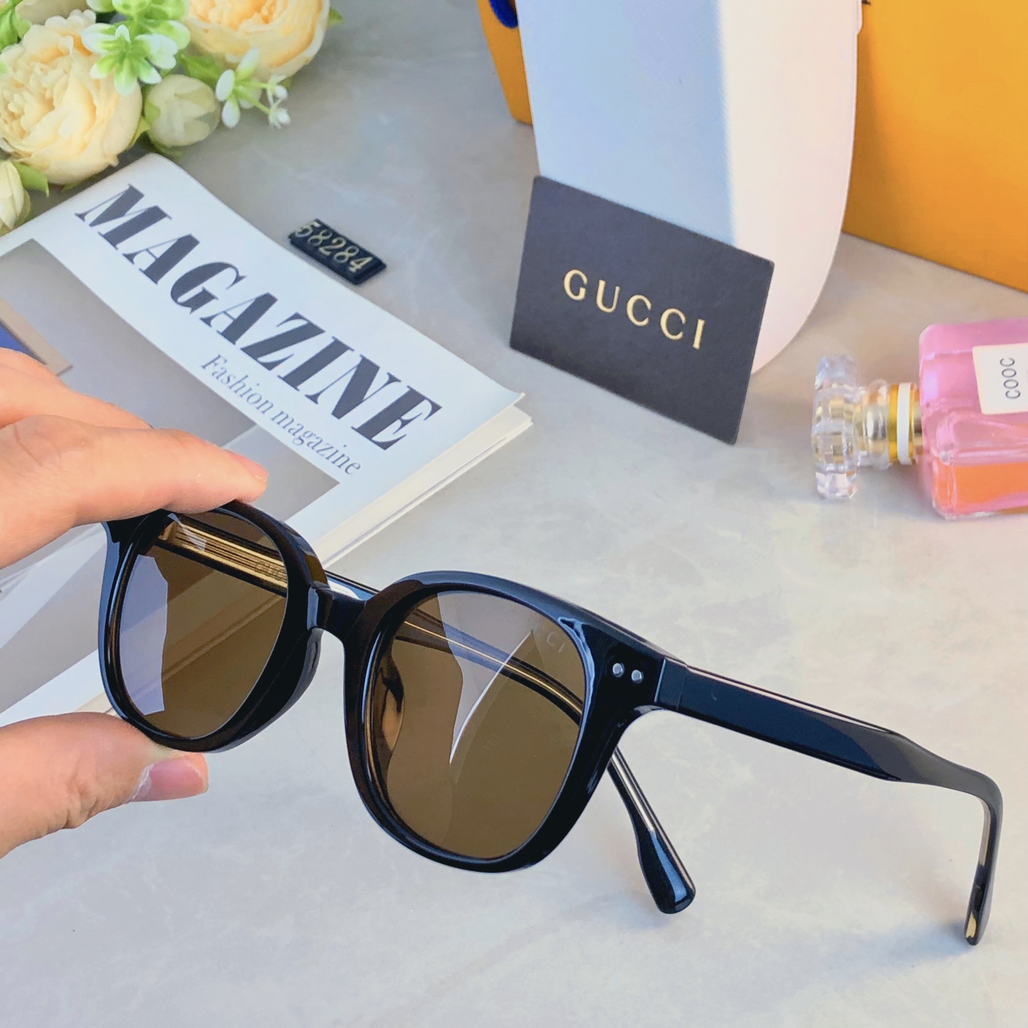 🔥🔥Gucc*余文乐同款2026新款防晒墨镜防紫外线偏光男女眼镜复古板材太阳镜