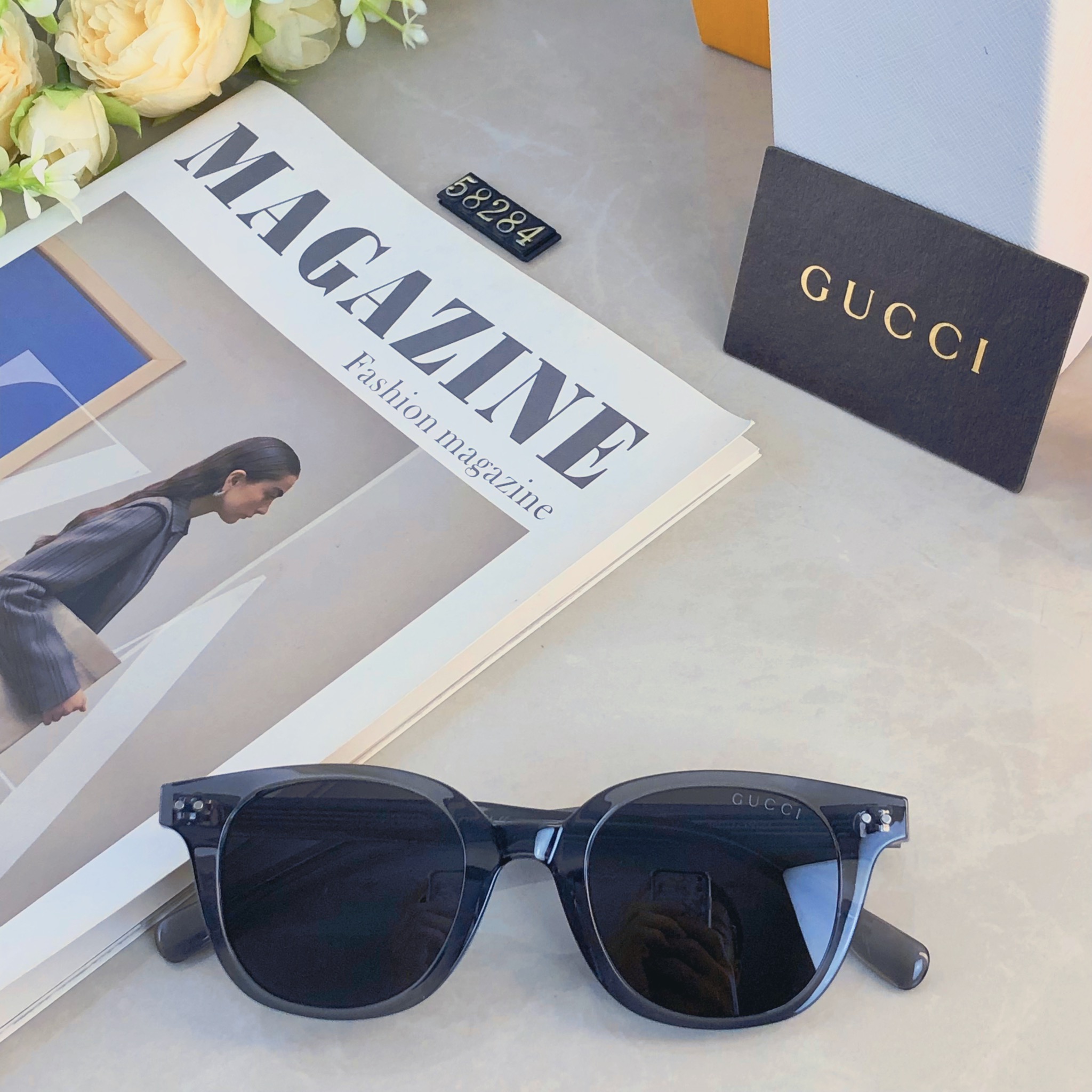 🔥🔥Gucc*余文乐同款2026新款防晒墨镜防紫外线偏光男女眼镜复古板材太阳镜