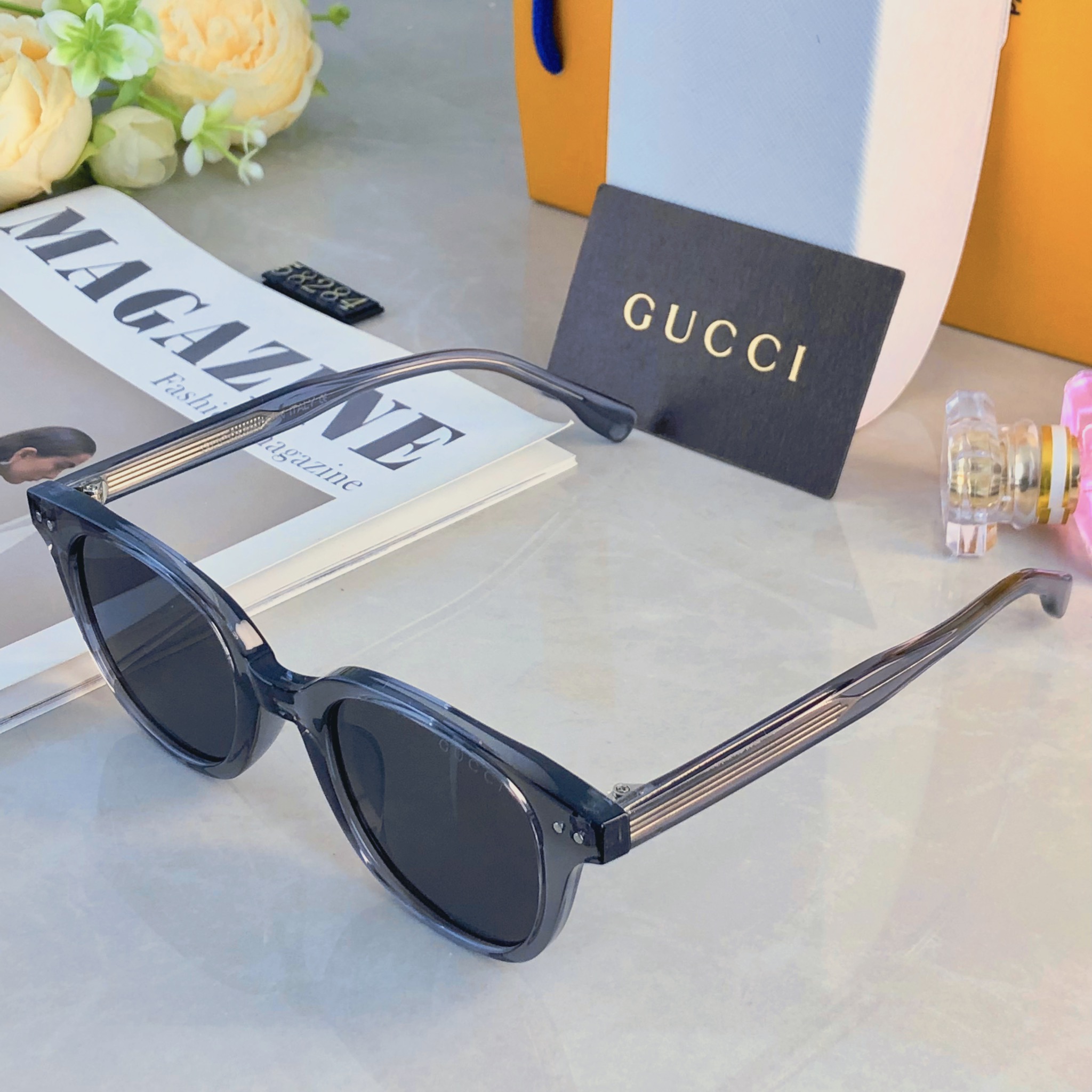 🔥🔥Gucc*余文乐同款2026新款防晒墨镜防紫外线偏光男女眼镜复古板材太阳镜
