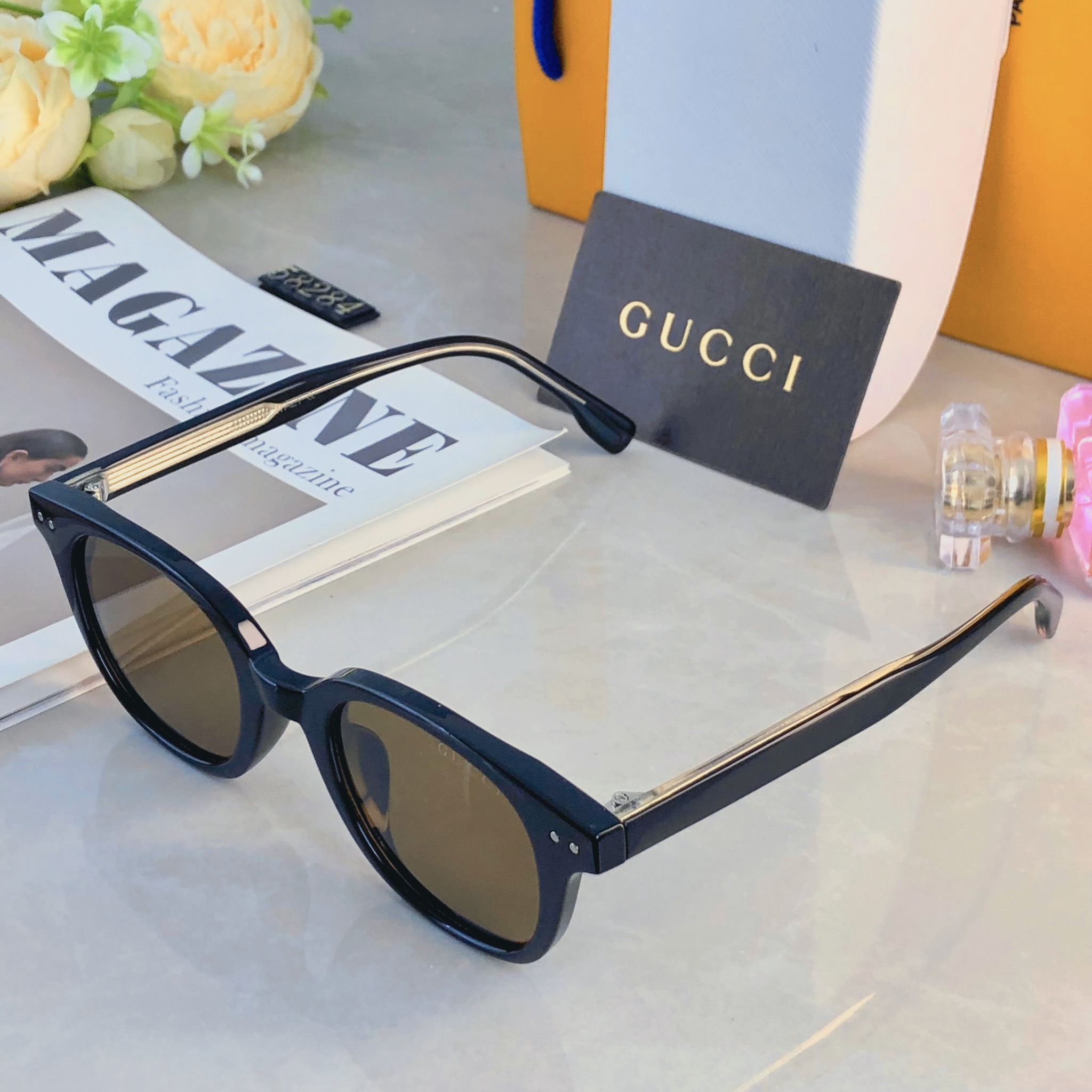 🔥🔥Gucc*余文乐同款2026新款防晒墨镜防紫外线偏光男女眼镜复古板材太阳镜