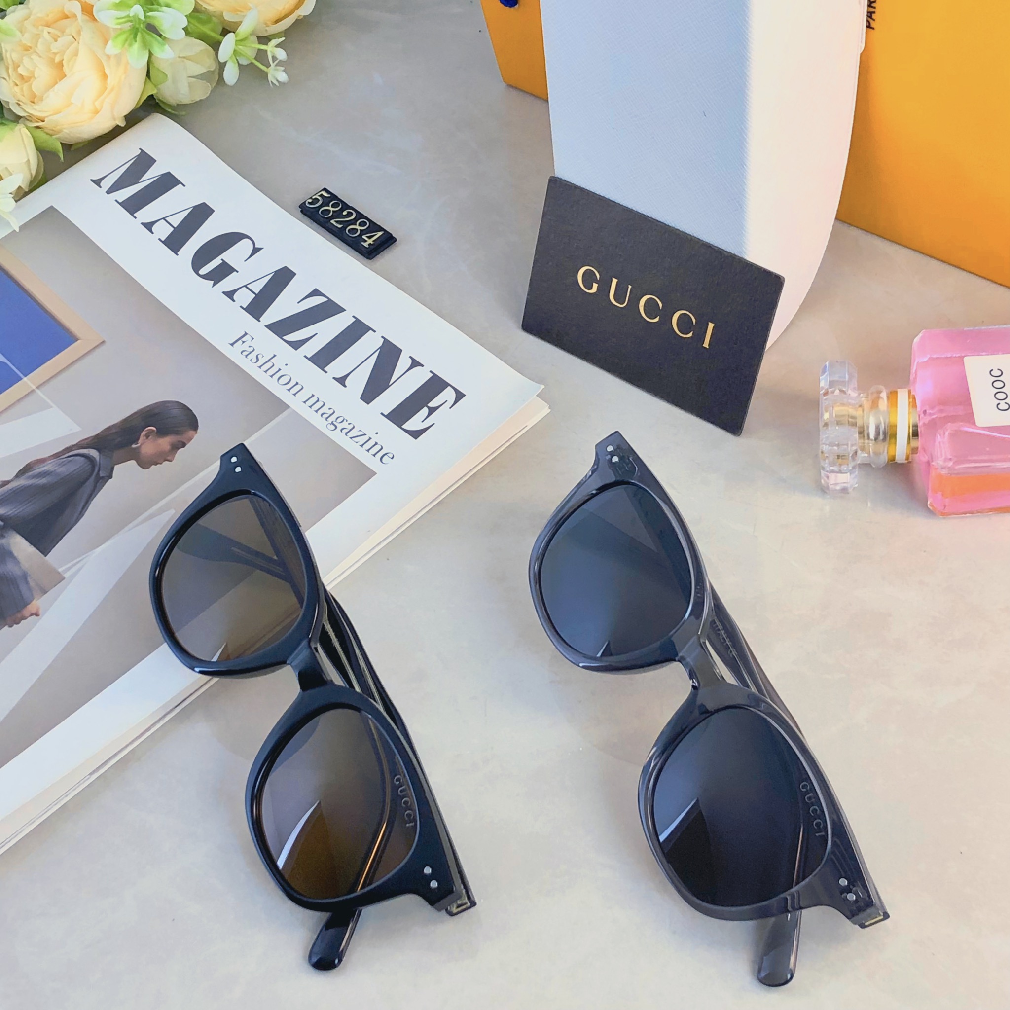 🔥🔥Gucc*余文乐同款2026新款防晒墨镜防紫外线偏光男女眼镜复古板材太阳镜