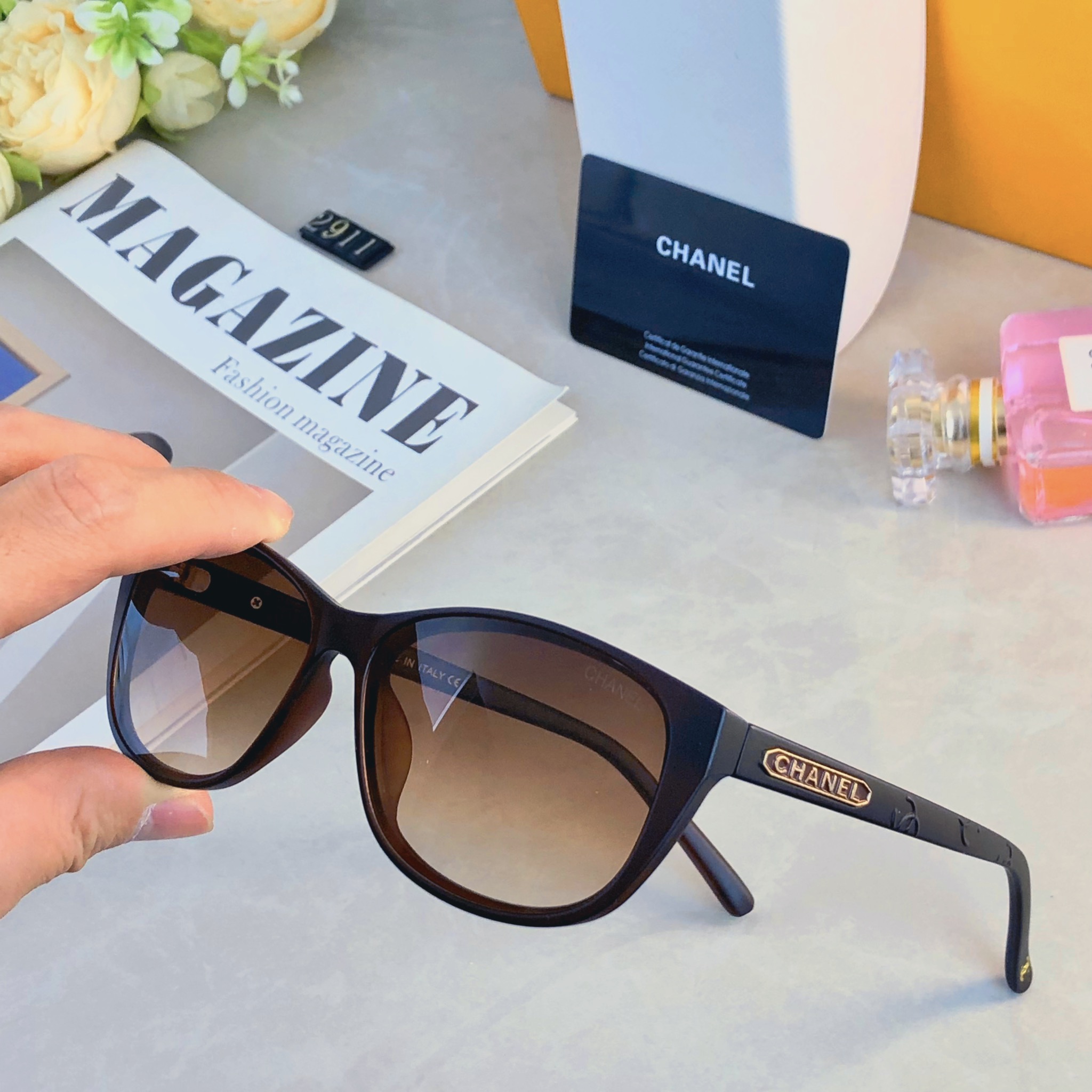 🔥🔥Chane*2026新款杨超越同款章若楠同款复古猫眼高级感墨镜防紫外线太阳镜