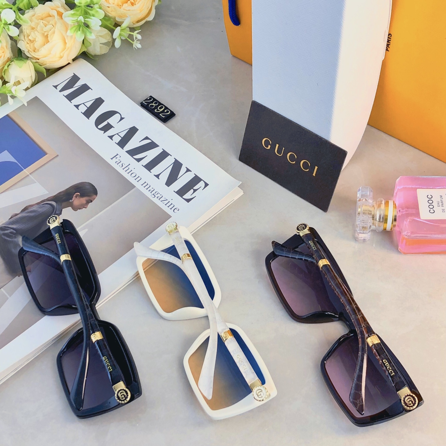 🔥🔥Gucc*2026年时尚方框感潮流穿搭墨镜户外街拍出片防紫外线太阳镜