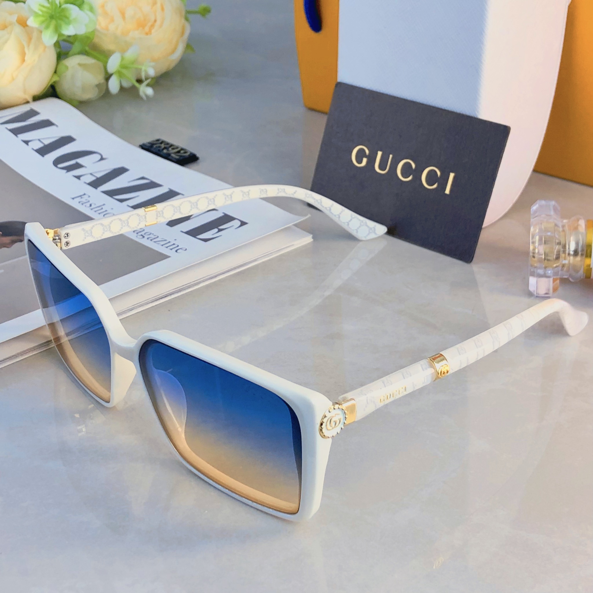 🔥🔥Gucc*2026年时尚方框感潮流穿搭墨镜户外街拍出片防紫外线太阳镜