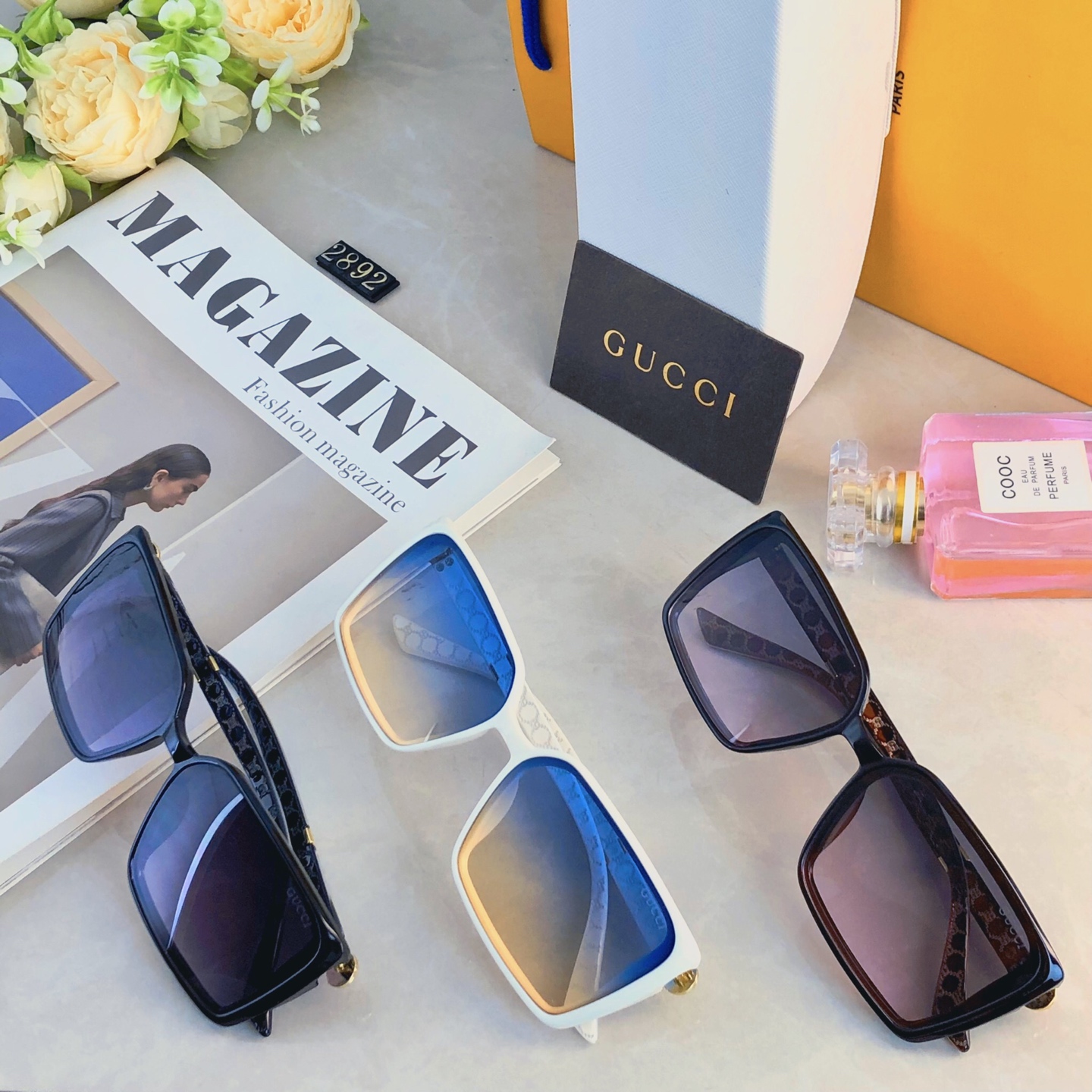 🔥🔥Gucc*2026年时尚方框感潮流穿搭墨镜户外街拍出片防紫外线太阳镜