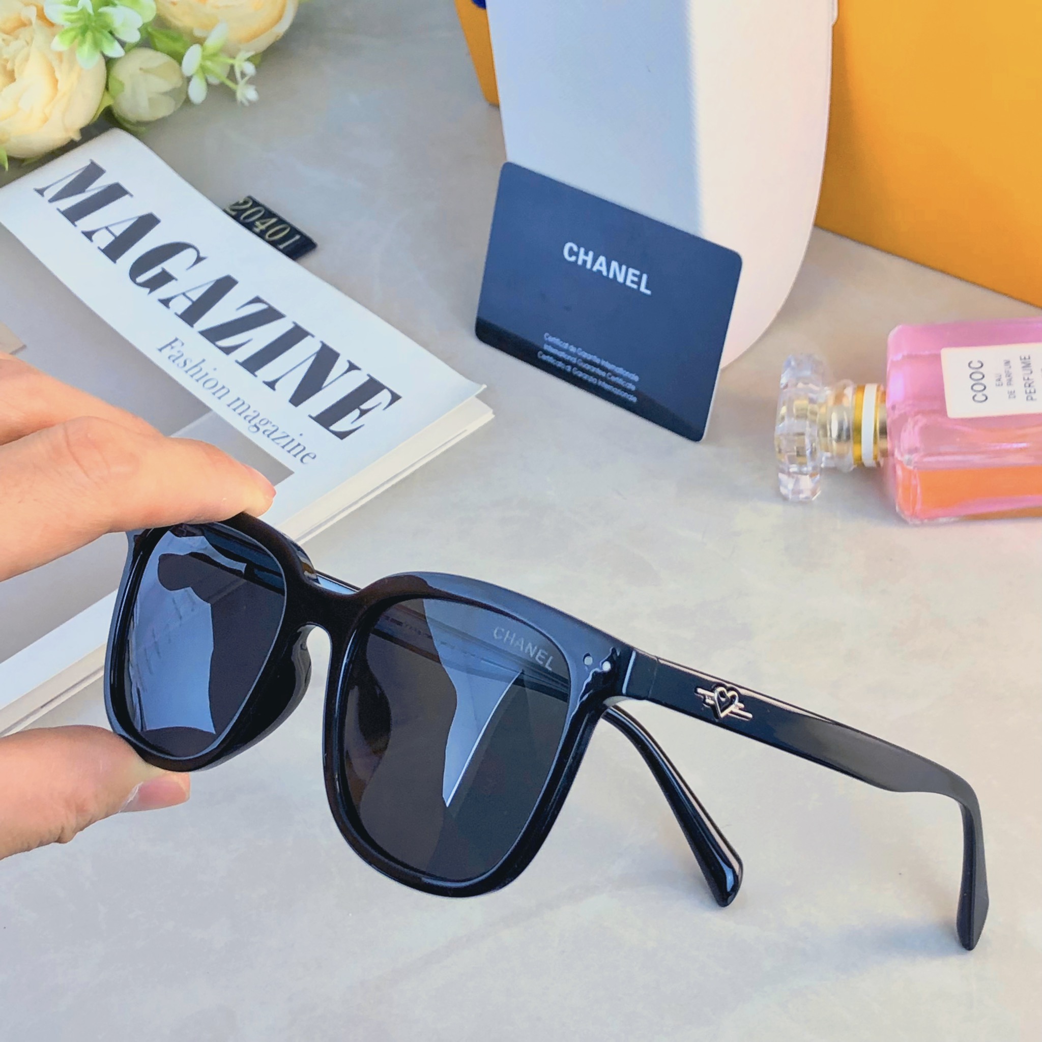 🔥🔥Chanel*墨镜潮高级感日落色腮红眼镜可配近视