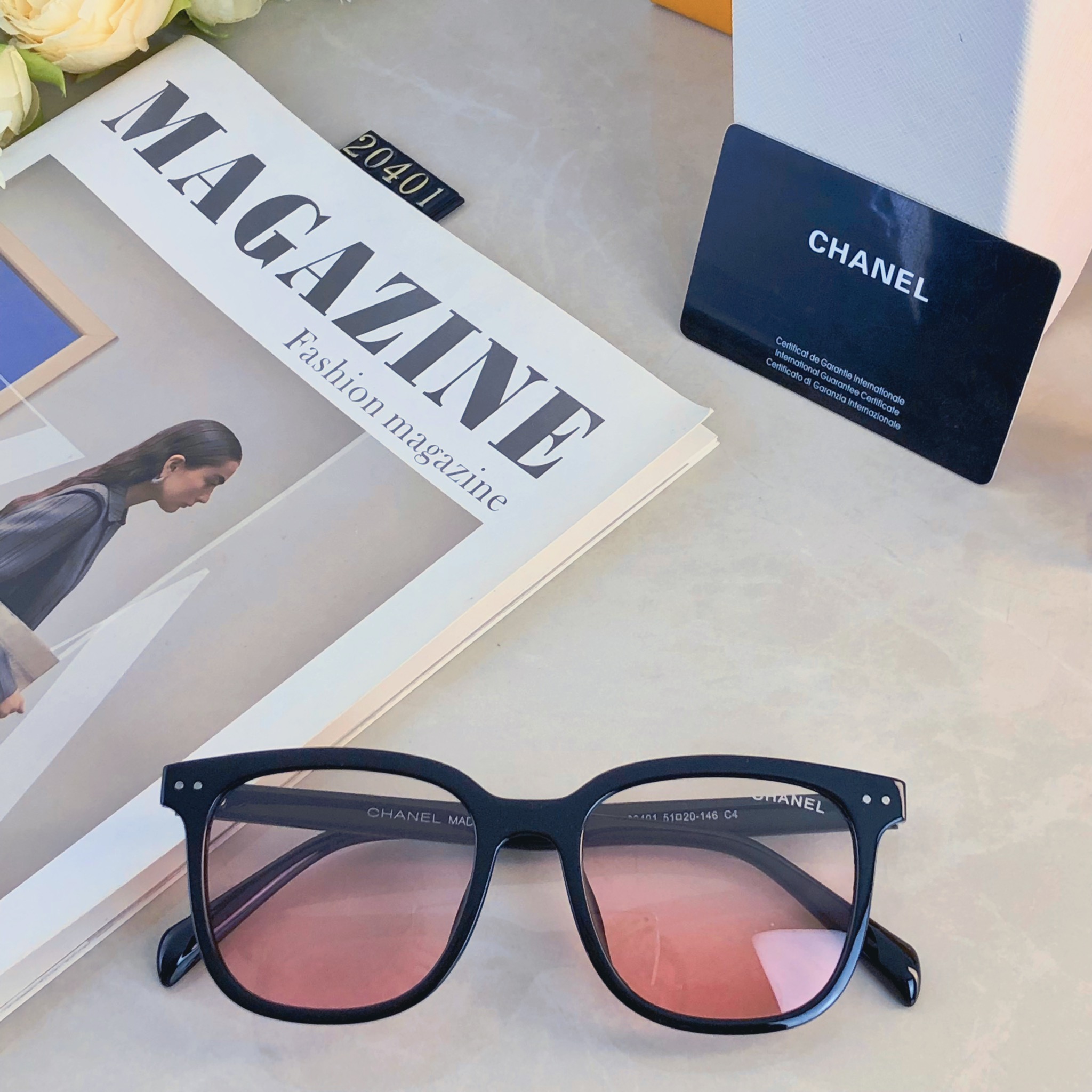 🔥🔥Chanel*墨镜潮高级感日落色腮红眼镜可配近视