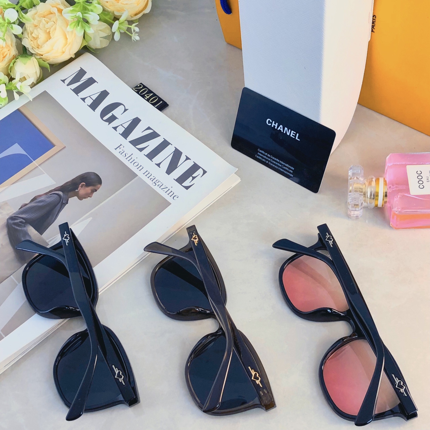 🔥🔥Chanel*墨镜潮高级感日落色腮红眼镜可配近视