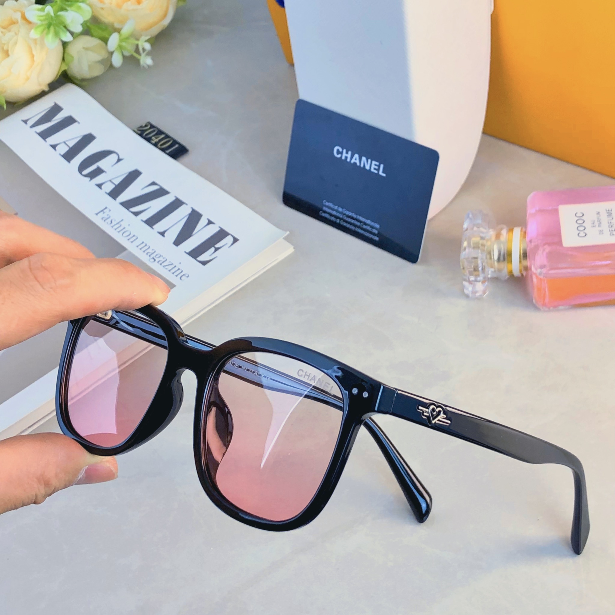 🔥🔥Chanel*墨镜潮高级感日落色腮红眼镜可配近视