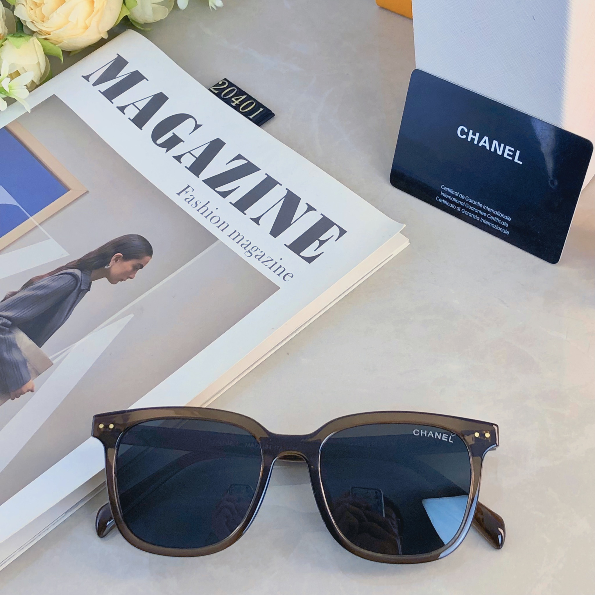 🔥🔥Chanel*墨镜潮高级感日落色腮红眼镜可配近视