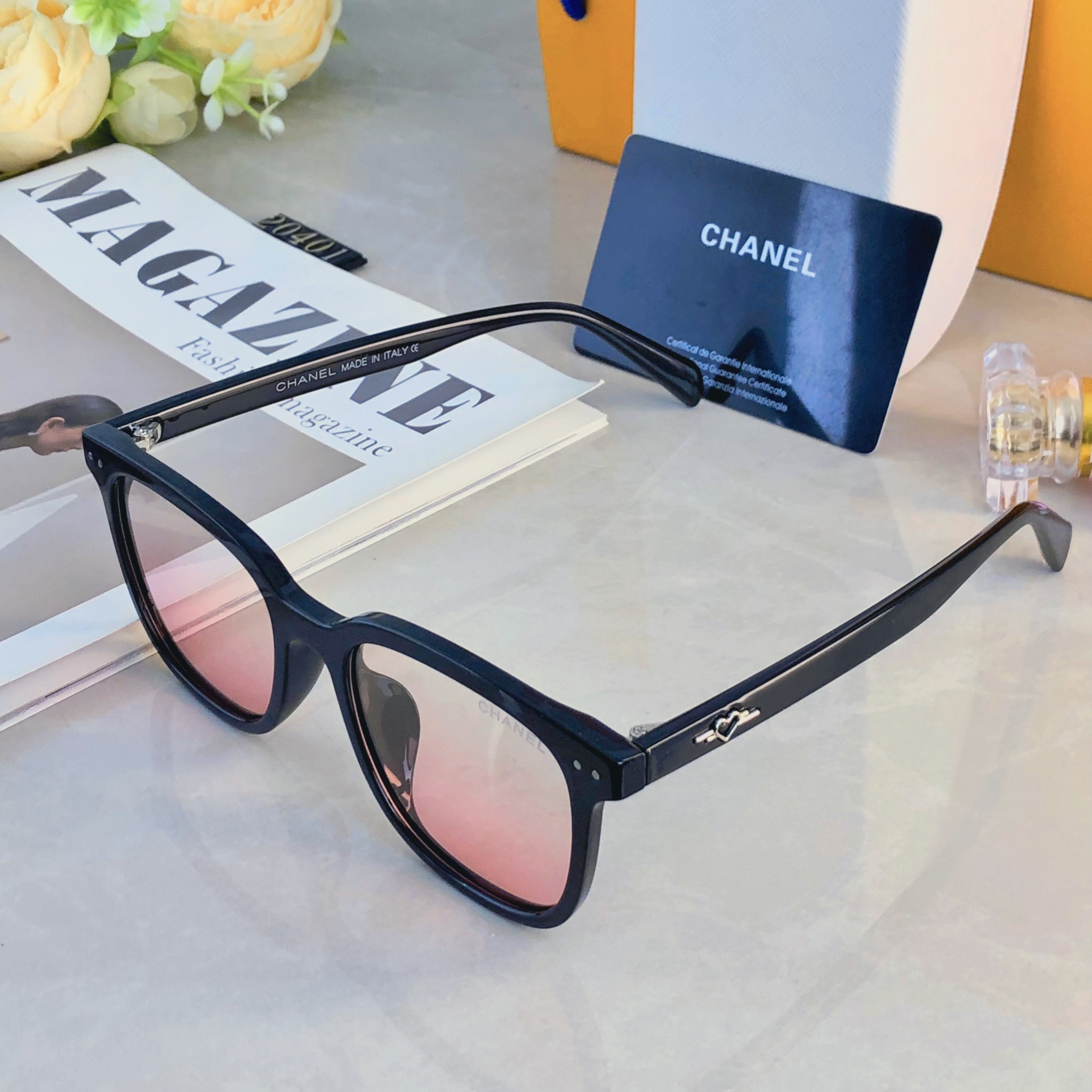 🔥🔥Chanel*墨镜潮高级感日落色腮红眼镜可配近视