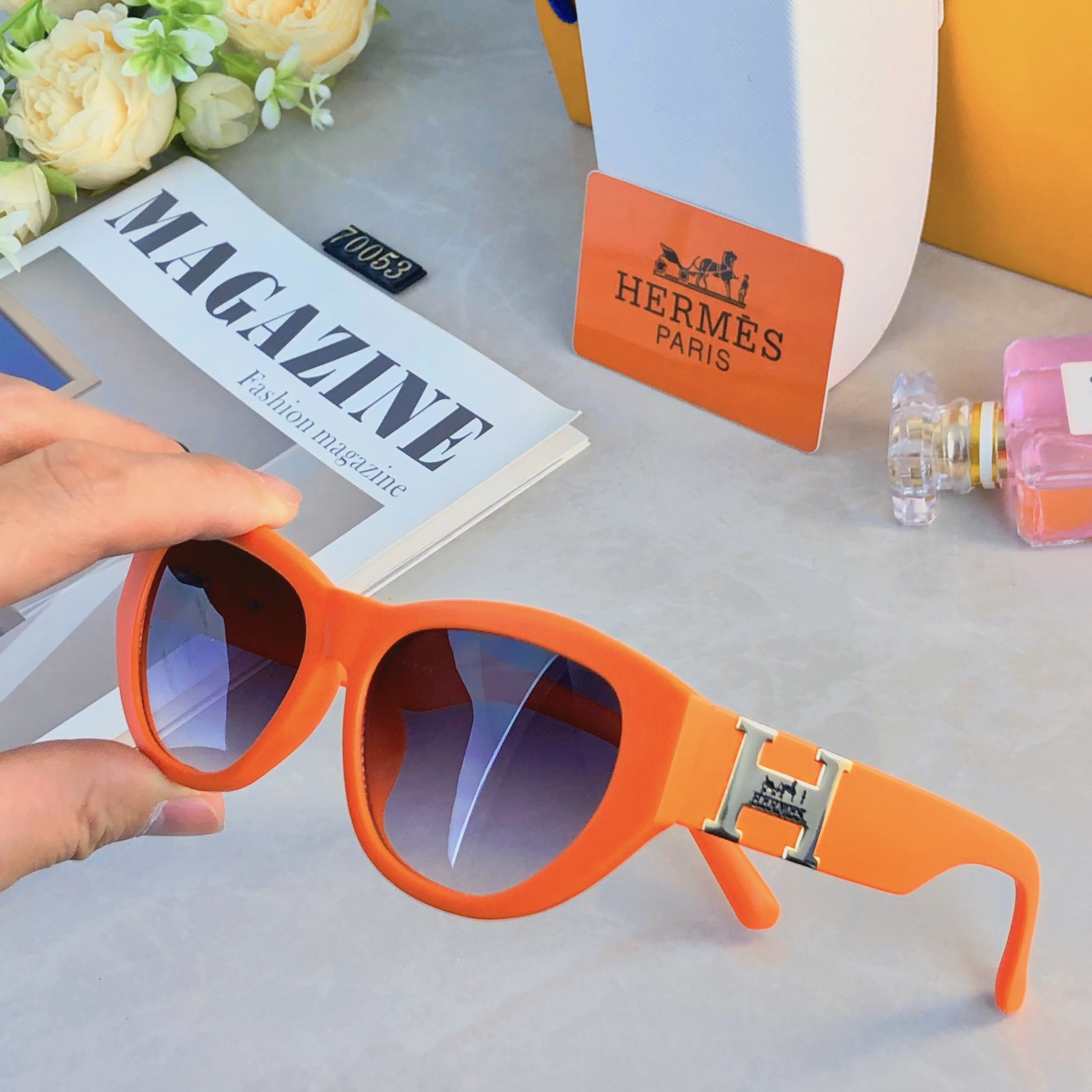 🔥🔥Herme*时尚新款太阳眼镜高品质高质感百搭遮阳潮大气小框