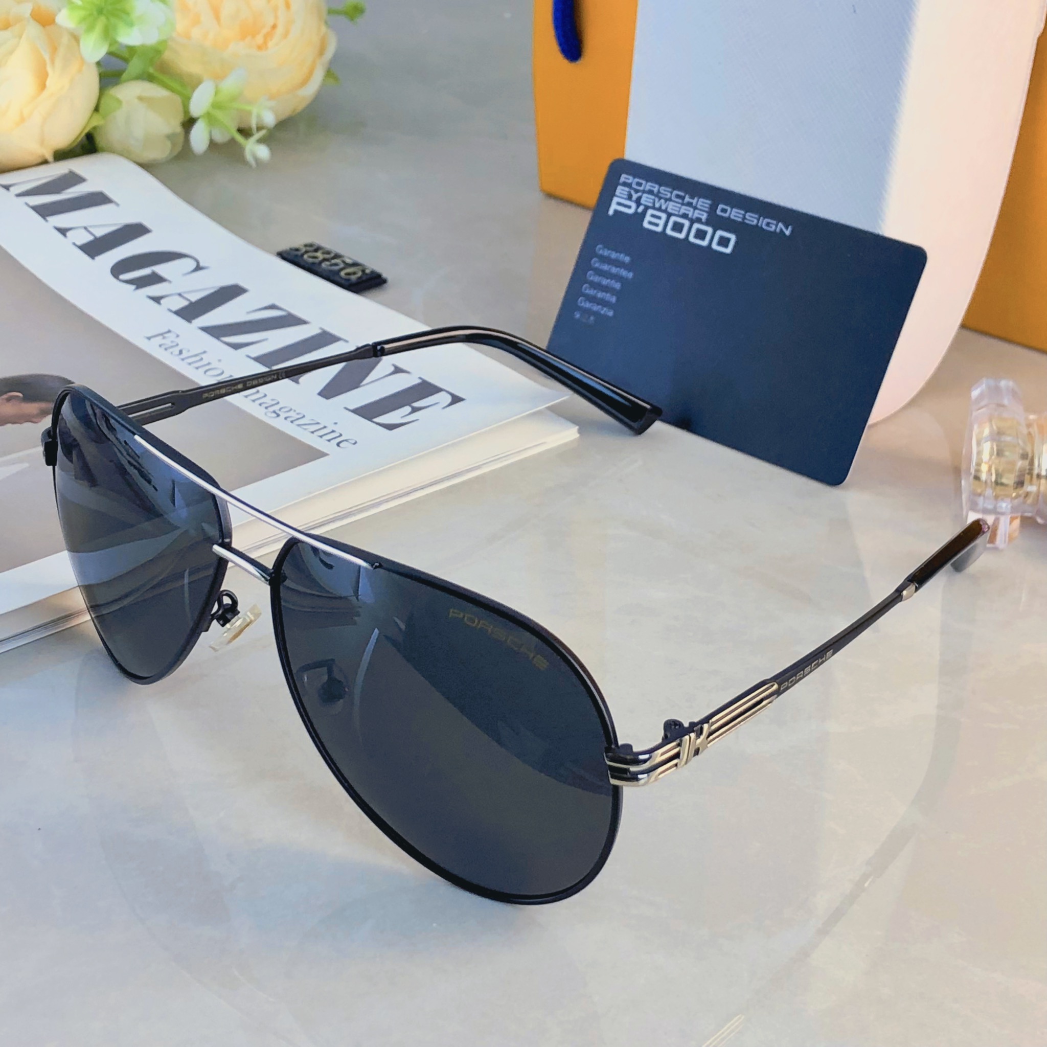🔥🔥Porsch*新款个性潮流飞行员墨镜高级感时尚复古双梁太阳镜