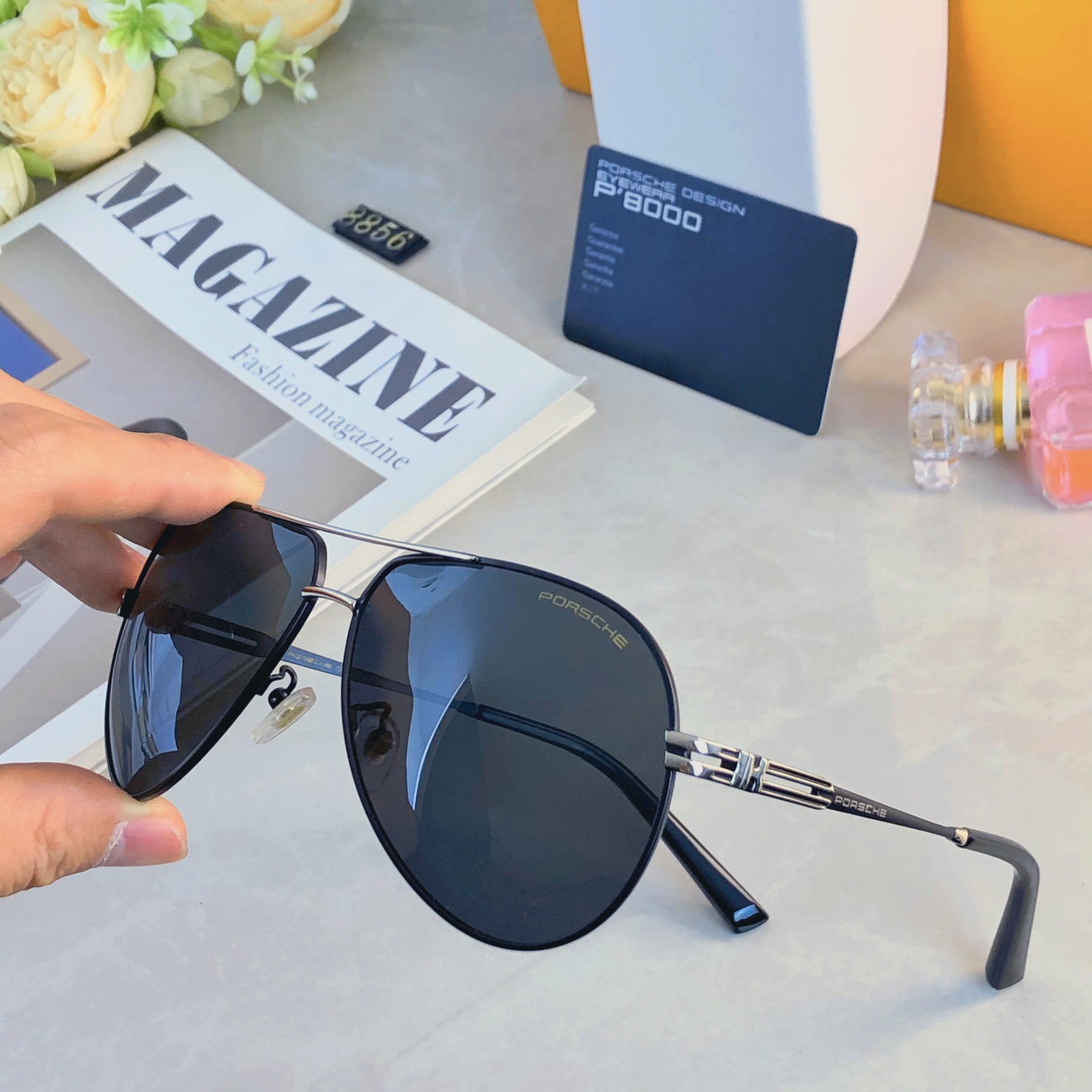 🔥🔥Porsch*新款个性潮流飞行员墨镜高级感时尚复古双梁太阳镜