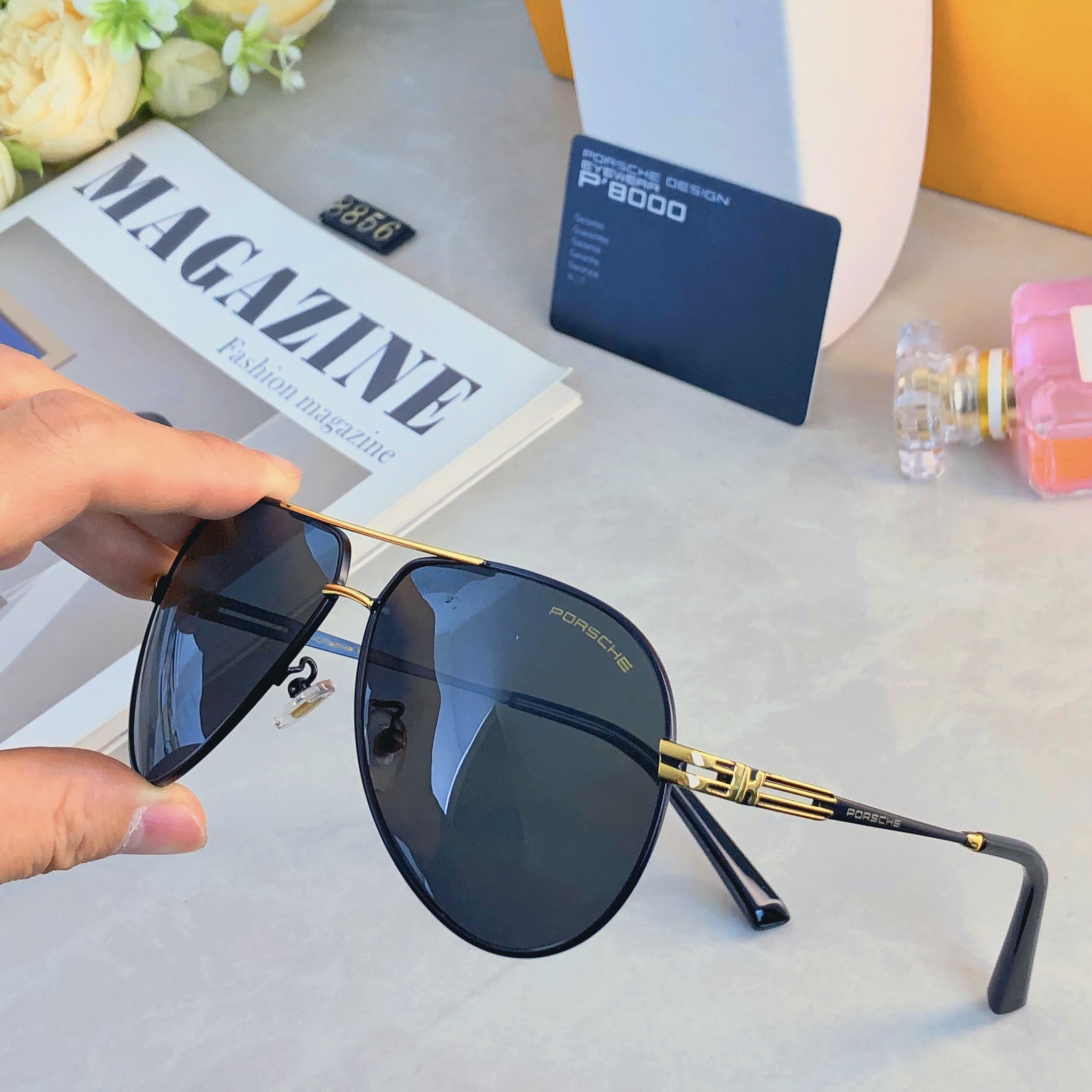 🔥🔥Porsch*新款个性潮流飞行员墨镜高级感时尚复古双梁太阳镜