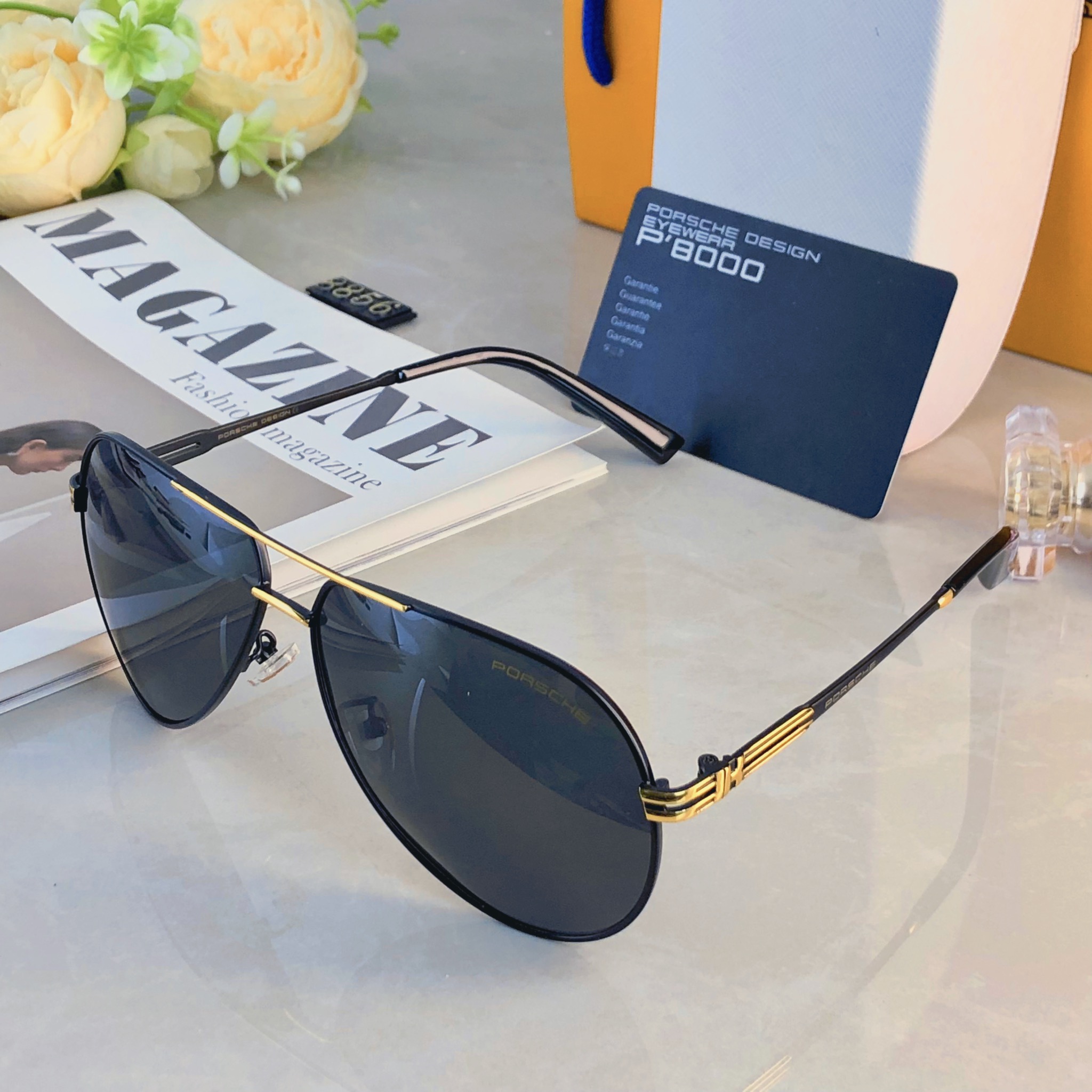 🔥🔥Porsch*新款个性潮流飞行员墨镜高级感时尚复古双梁太阳镜