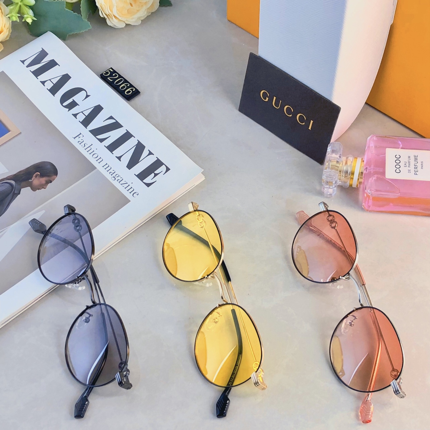 🔥🔥Gucc*新款轻盈圆形金属框偏光太阳镜女防紫外线高级感遮阳户外墨镜女潮