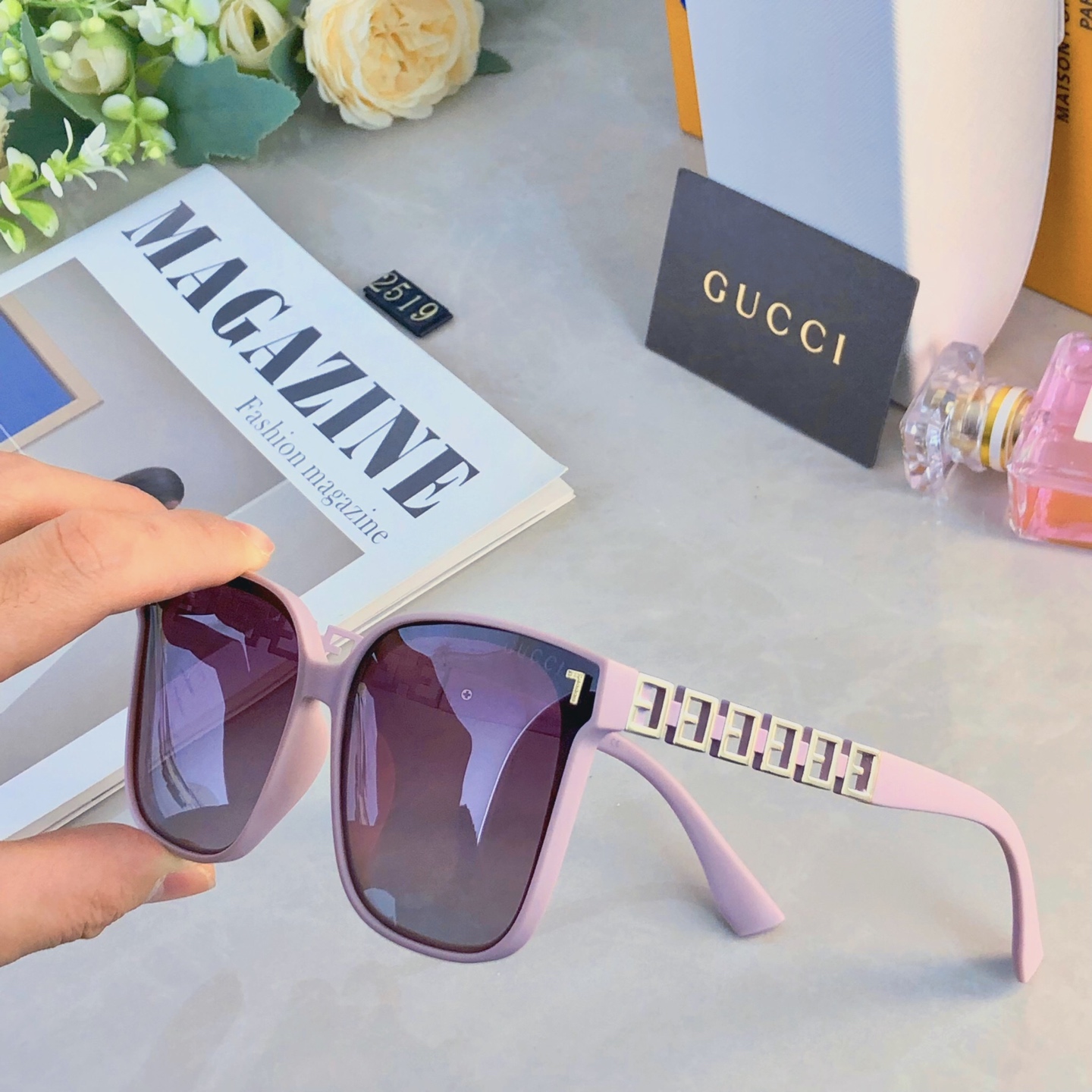 🔥🔥Gucc*新款时尚韩版情侣女士大框偏光墨镜潮流出游防紫外线太阳镜