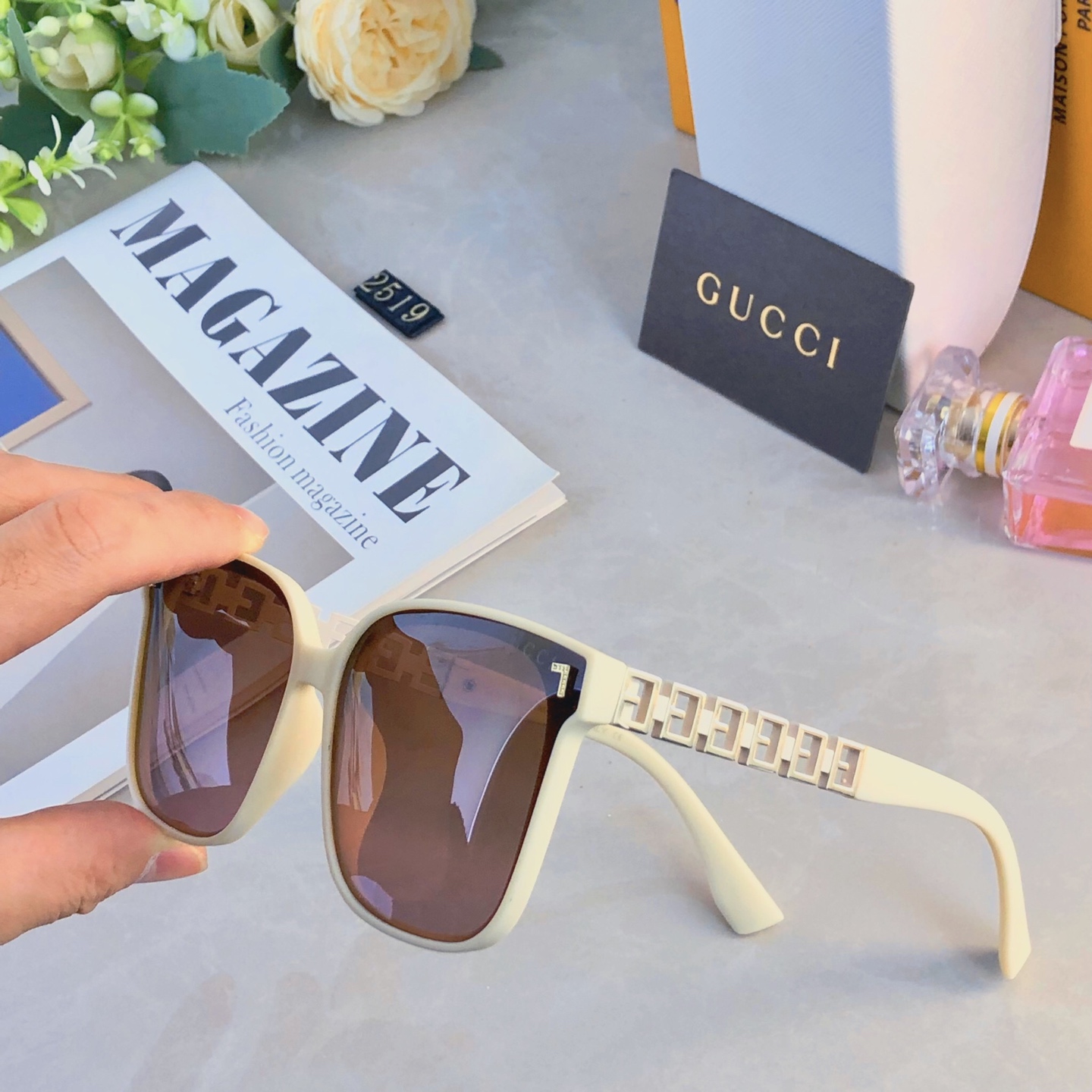 🔥🔥Gucc*新款时尚韩版情侣女士大框偏光墨镜潮流出游防紫外线太阳镜