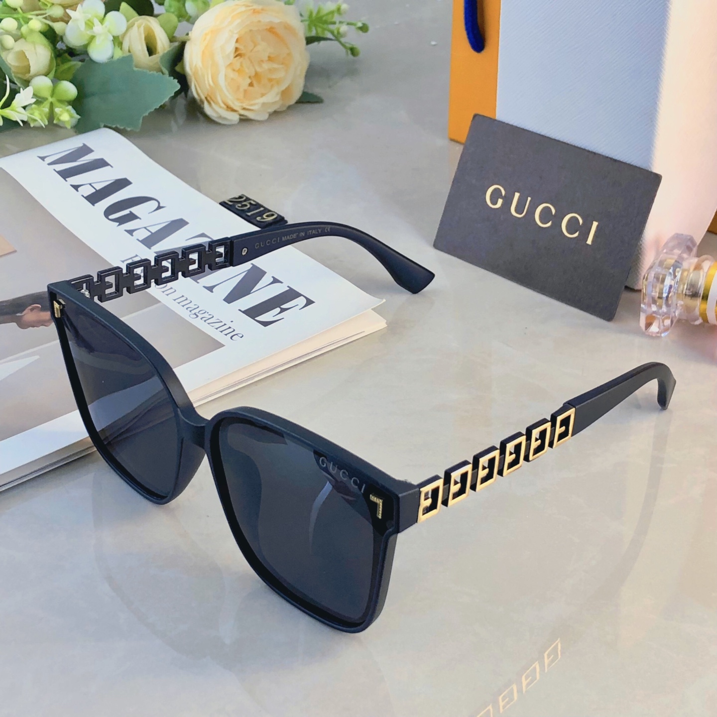 🔥🔥Gucc*新款时尚韩版情侣女士大框偏光墨镜潮流出游防紫外线太阳镜