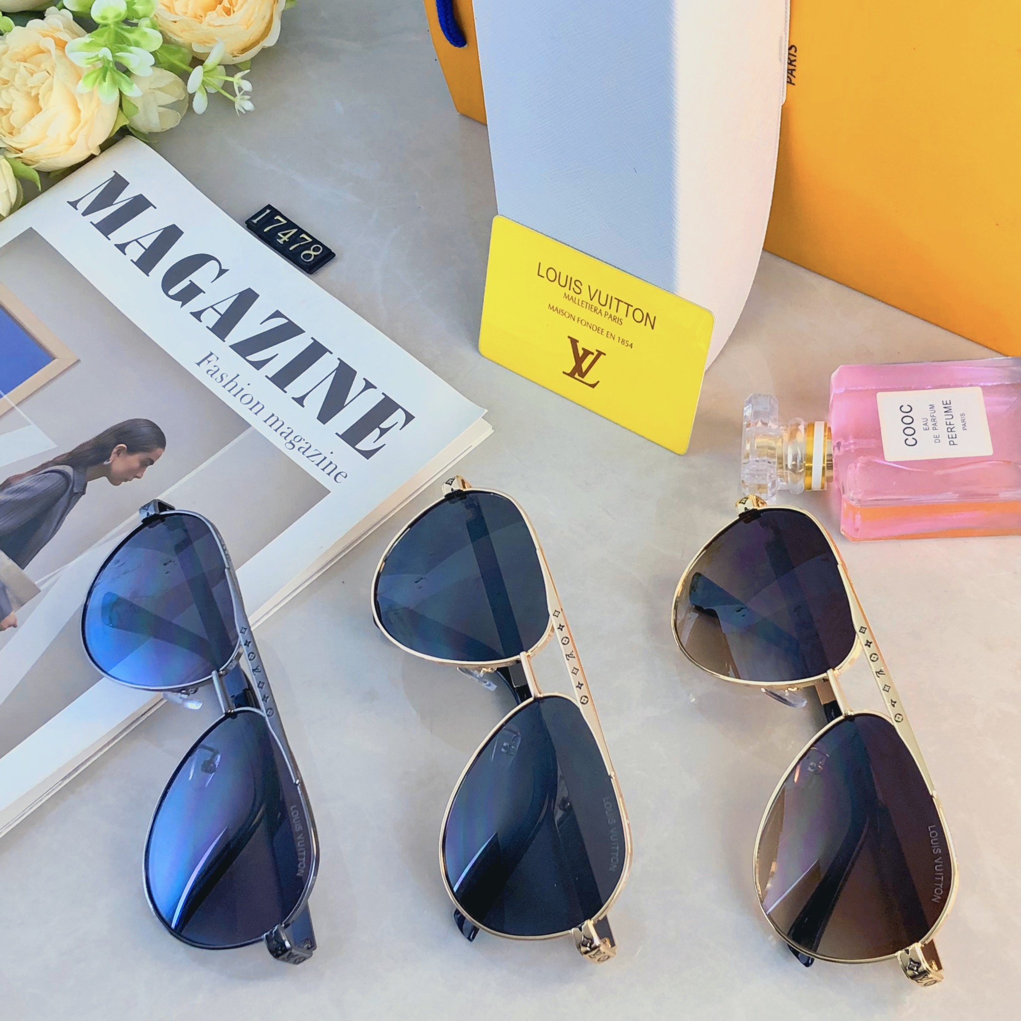 🔥🔥Louis vuitto*新款太阳镜欧美爆款金属双梁时尚大框墨镜驾驶开车太阳眼镜