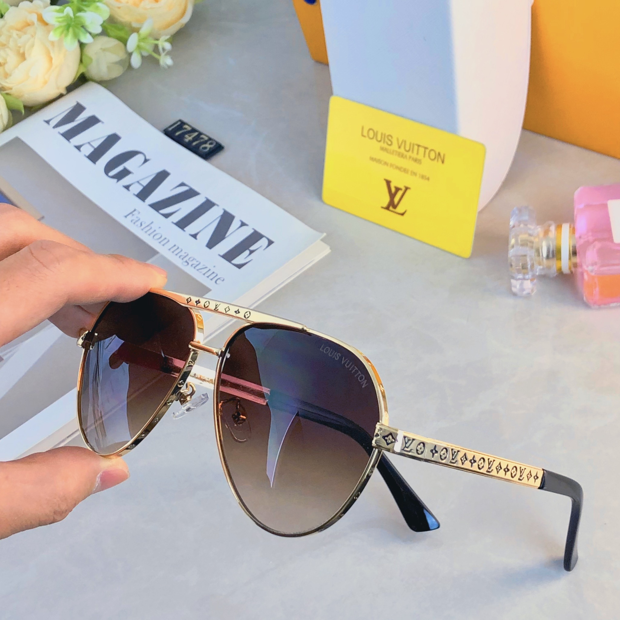 🔥🔥Louis vuitto*新款太阳镜欧美爆款金属双梁时尚大框墨镜驾驶开车太阳眼镜