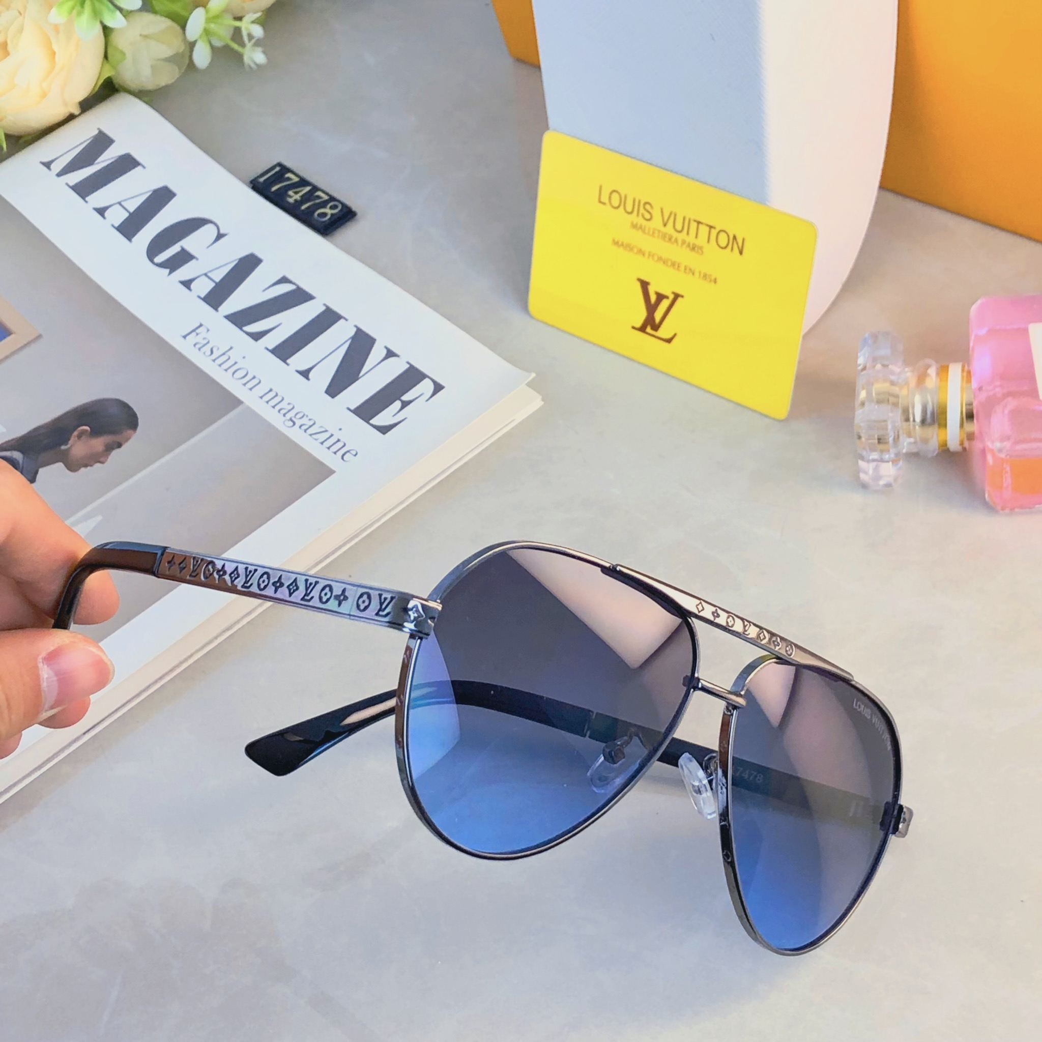 🔥🔥Louis vuitto*新款太阳镜欧美爆款金属双梁时尚大框墨镜驾驶开车太阳眼镜