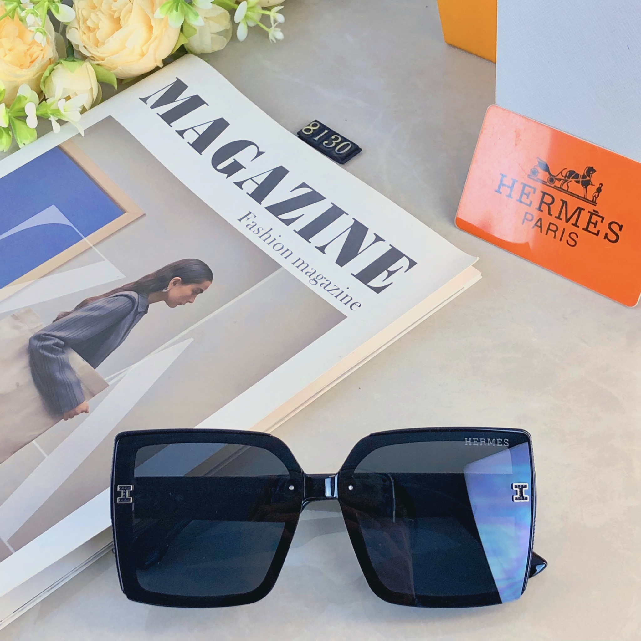 🔥🔥Herme*太阳镜新款墨镜明星同款网红大框驾驶开车H字母眼镜潮